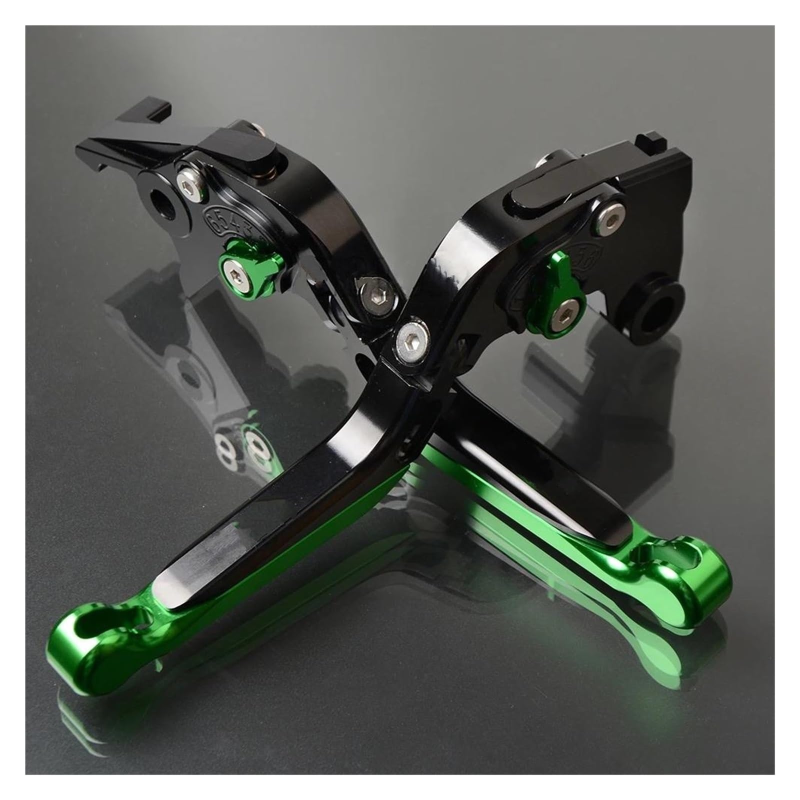 Aluminium Motorrad Bremse Kupplung Hebel Verstellbare Falten Erweiterbar Für Kawasaki ZX6R 2000-2016 Bremshebel Kupplung Kupplungshebel(Black Green,ZX636R ZX6RR 05-06) von ATGQBCF