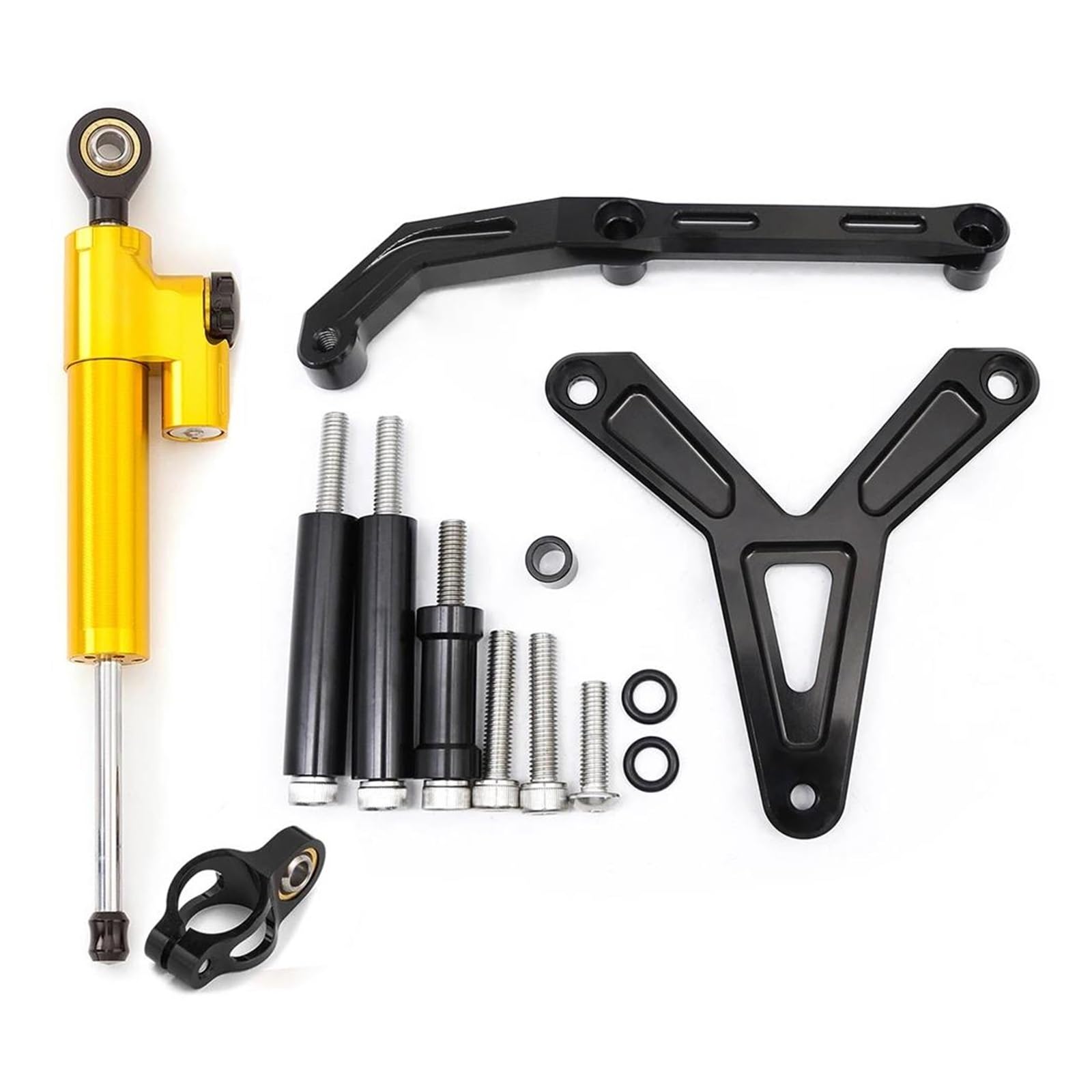 Dämpfer Lenkungsstabilisator Aluminium Carbon Motorrad Lenkung Dämpfer Stabilisator Halterung Montage Unterstützung Kit Für Tracer 900 GT 2021-2023 Lenkungsdämpfer Motorräder Assy(Gold Set) von ATGQBCF