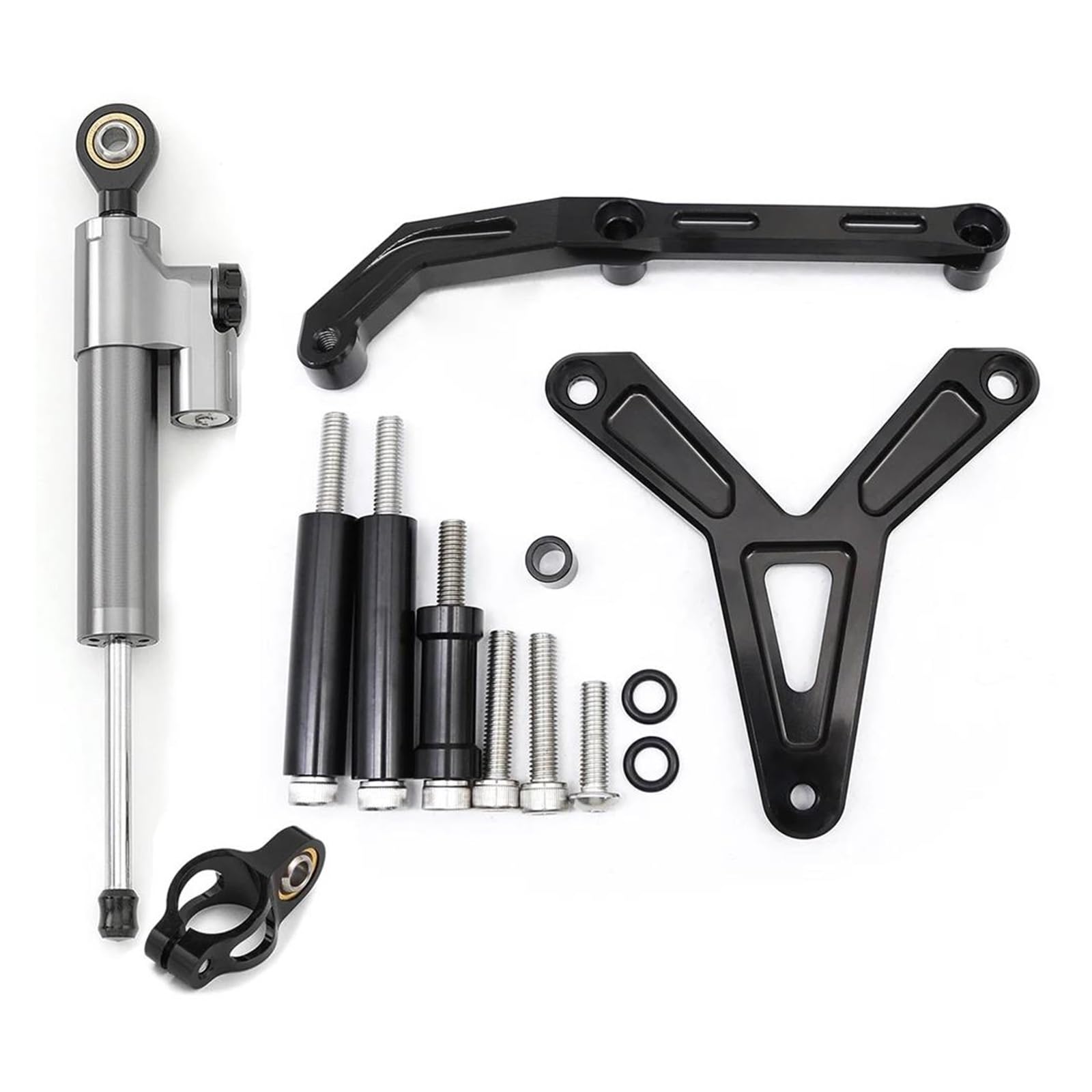 Dämpfer Lenkungsstabilisator Aluminium Carbon Motorrad Lenkung Dämpfer Stabilisator Halterung Montage Unterstützung Kit Für Tracer 900 GT 2021-2023 Lenkungsdämpfer Motorräder Assy(Gray Set) von ATGQBCF