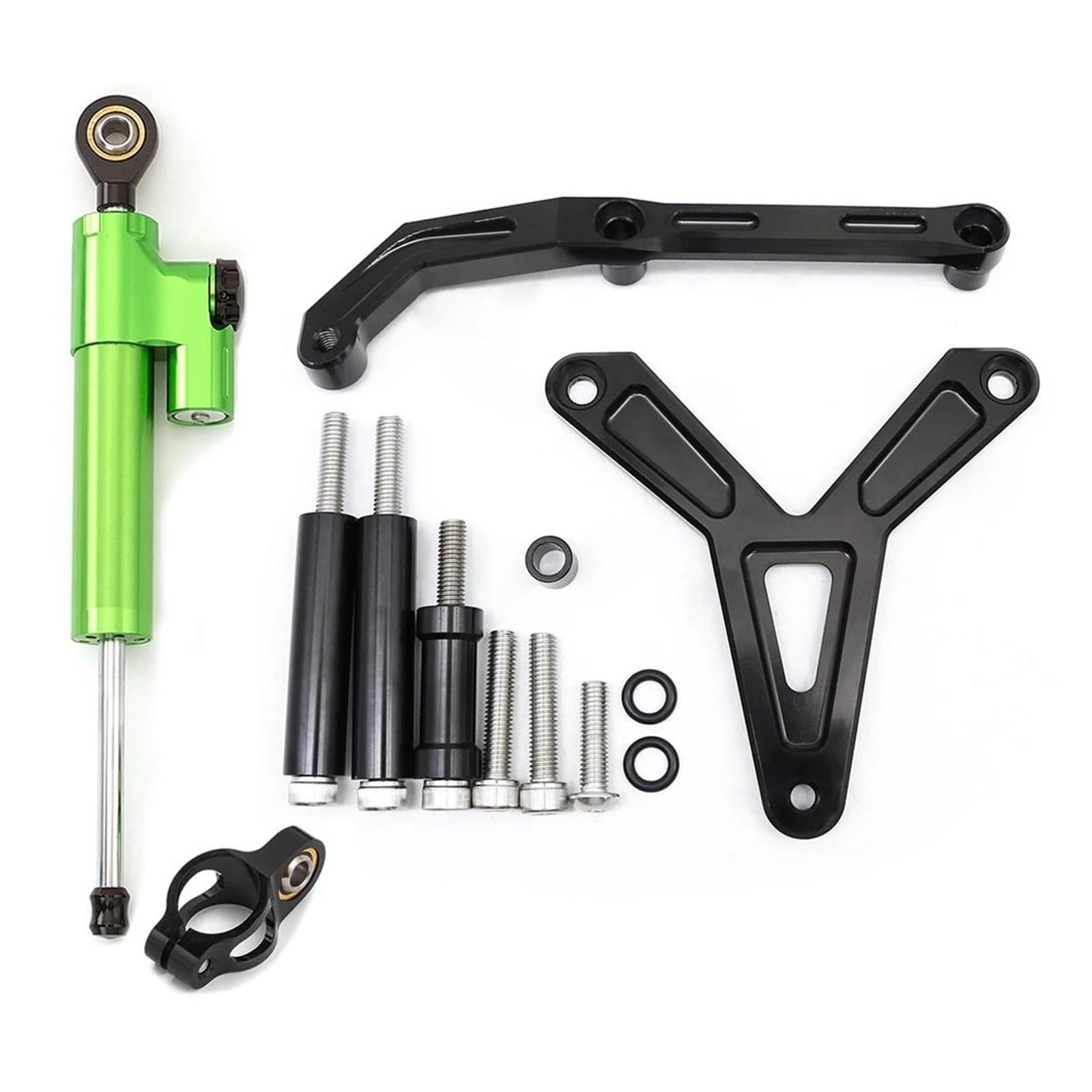 Dämpfer Lenkungsstabilisator Aluminium Carbon Motorrad Lenkung Dämpfer Stabilisator Halterung Montage Unterstützung Kit Für Tracer 900 GT 2021-2023 Lenkungsdämpfer Motorräder Assy(Green Set) von ATGQBCF