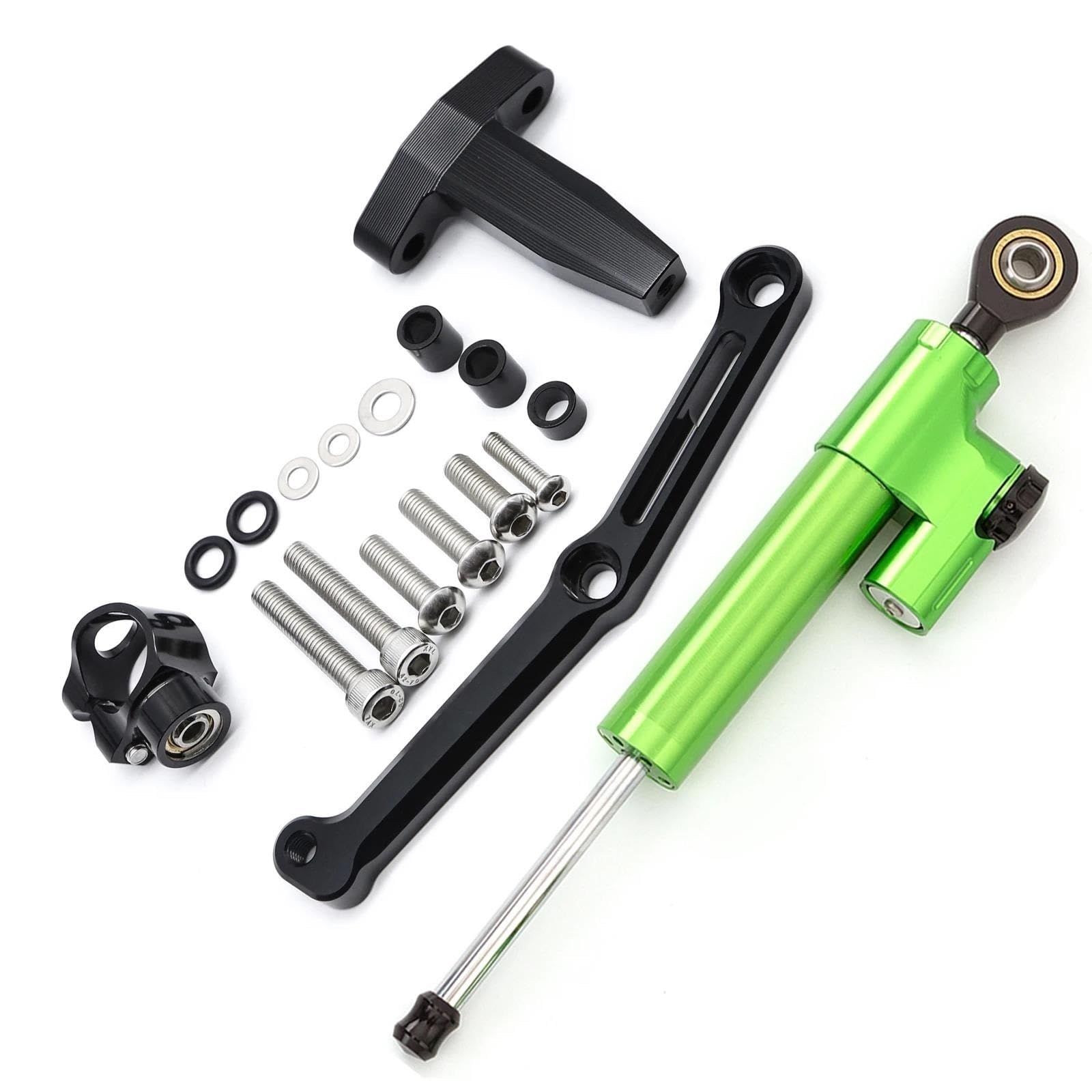 Dämpfer Lenkungsstabilisator Aluminium Lenkung Dämpfer Stabilisator Halterung Montage Unterstützung Kit Halter Für 752S 2019-2023 CNC Lenkungsdämpfer Motorräder Assy(Green Set) von ATGQBCF