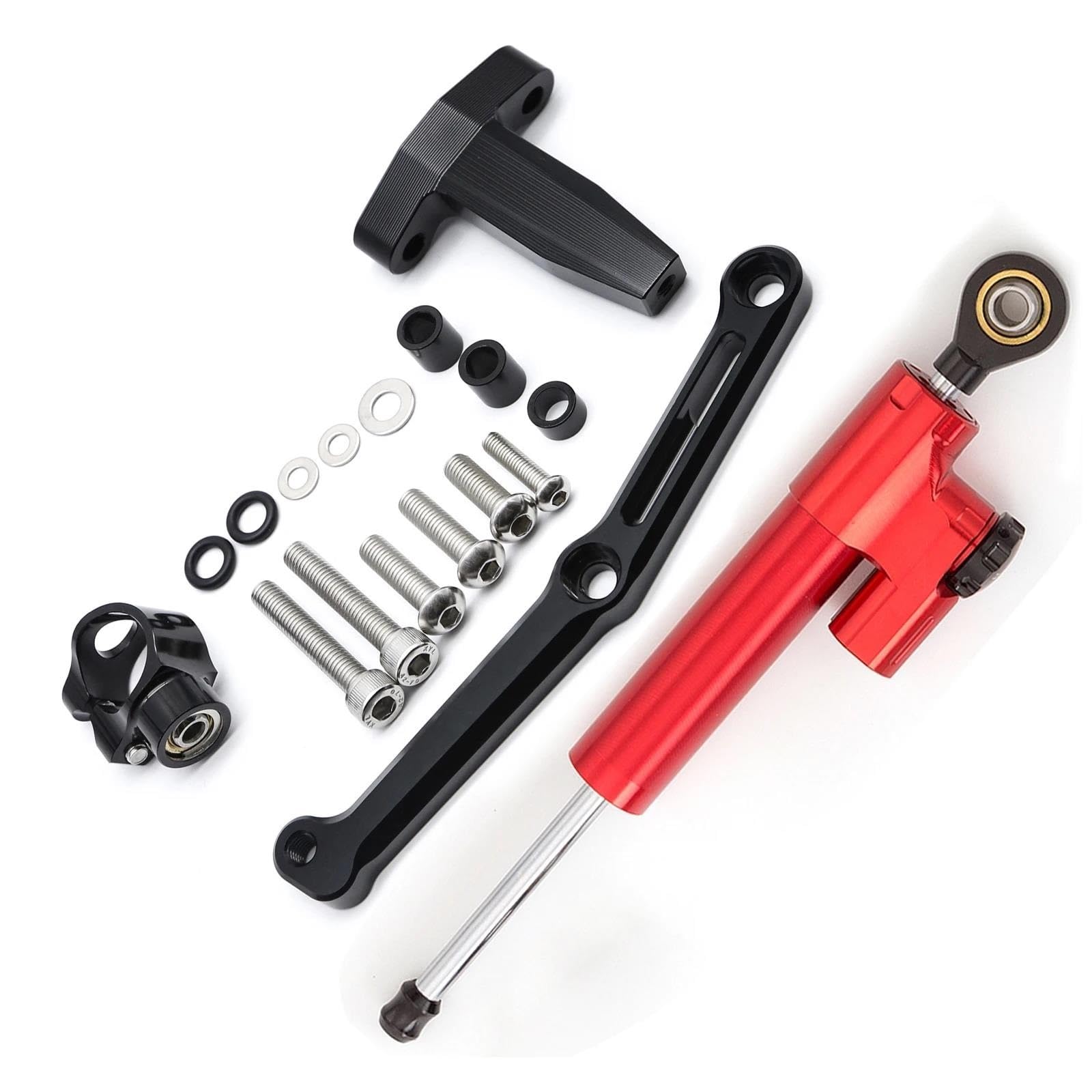 Dämpfer Lenkungsstabilisator Aluminium Lenkung Dämpfer Stabilisator Halterung Montage Unterstützung Kit Halter Für 752S 2019-2023 CNC Lenkungsdämpfer Motorräder Assy(Red Set) von ATGQBCF