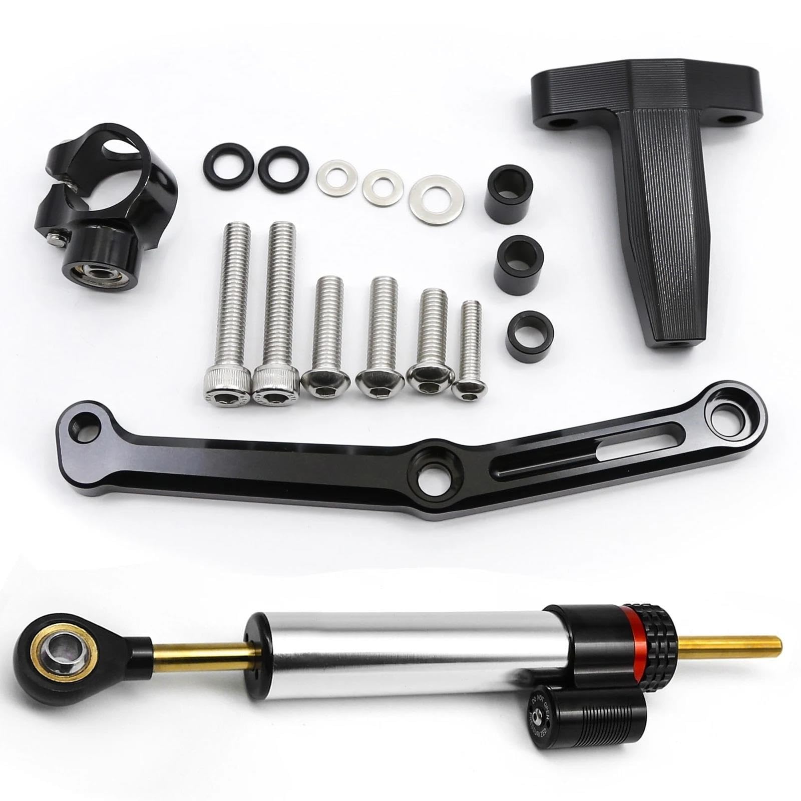 Dämpfer Lenkungsstabilisator Aluminium Lenkung Dämpfer Stabilisator Halterung Montage Unterstützung Kit Halter Für 752S 2019-2023 CNC Lenkungsdämpfer Motorräder Assy(Silver A Set) von ATGQBCF