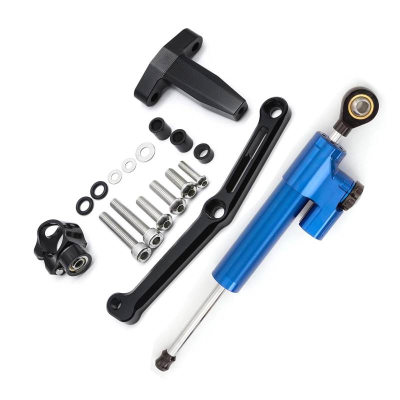 Dämpfer Lenkungsstabilisator Aluminium Lenkung Dämpfer Stabilisator Halterung Montage Unterstützung Kit Halter Für 752S 2019-2023 Lenkungsdämpfer Motorräder Assy(Blue Set) von ATGQBCF