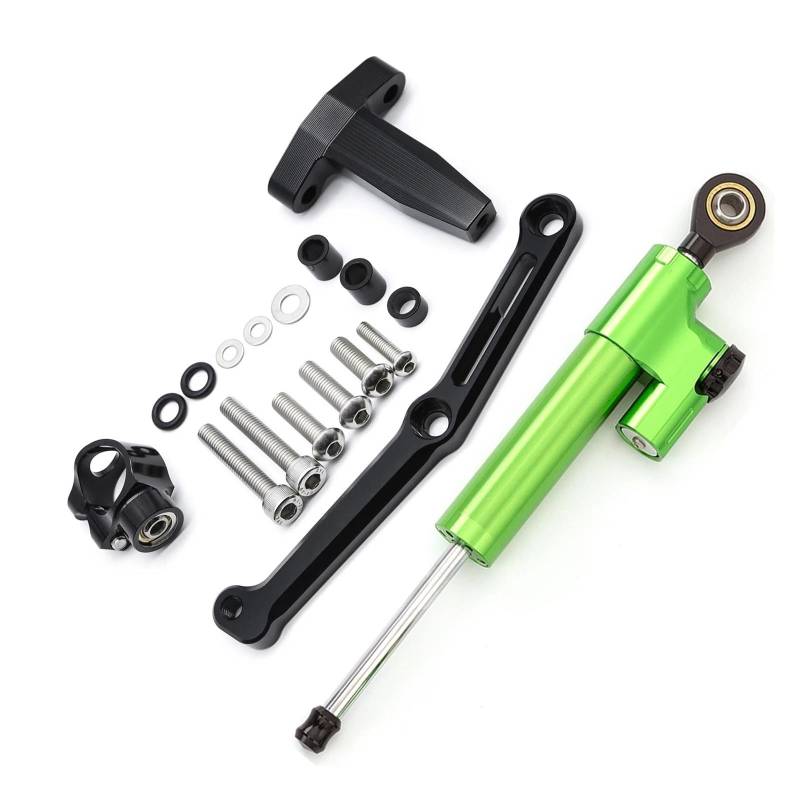 Dämpfer Lenkungsstabilisator Aluminium Lenkung Dämpfer Stabilisator Halterung Montage Unterstützung Kit Halter Für 752S 2019-2023 Lenkungsdämpfer Motorräder Assy(Green Set) von ATGQBCF