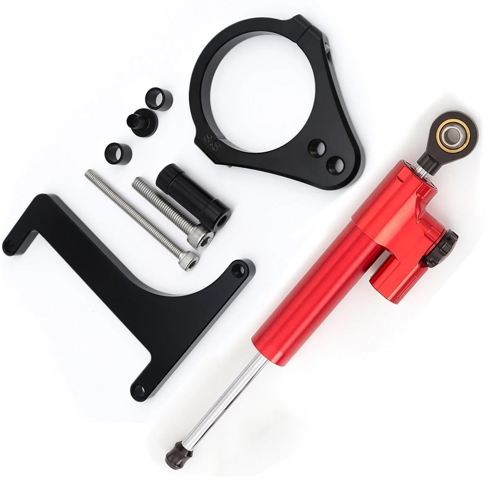 Dämpfer Lenkungsstabilisator Aluminium Lenkung Stabilisator Dämpfer Halterung Unterstützung Montage Kit Zubehör Für Inokim OX Sub13 Roller Lenkungsdämpfer Motorräder Assy(Red) von ATGQBCF