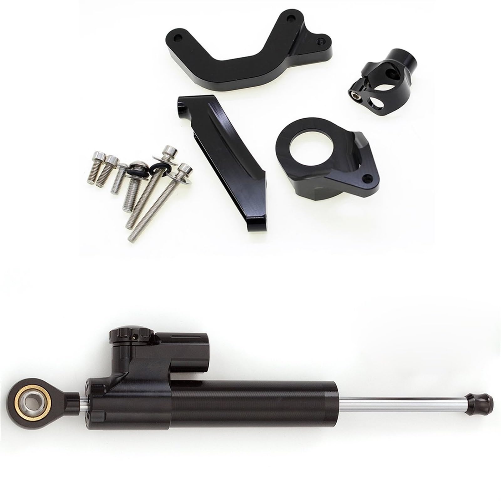 Dämpfer Lenkungsstabilisator Aluminium Motorrad Stabilisator Dämpfer Lenkung Montage Halterung Halter Unterstützung Kit Für Suzuki Für GSXR1000 K9 2009-2015 Lenkungsdämpfer Motorräder Assy(Black) von ATGQBCF