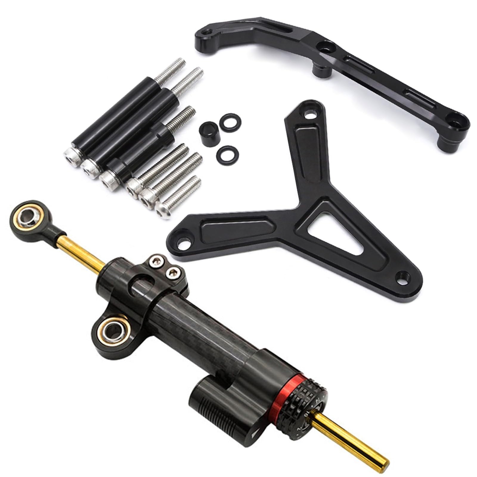 Dämpfer Lenkungsstabilisator CNC Aluminium Carbon Motorrad Lenkung Dämpfer Stabilisator Halterung Montage Unterstützung Kit Für FJ-09 Für MT-09 Tracer 2021-2023 Lenkungsdämpfer Motorräder Assy(Type-D) von ATGQBCF