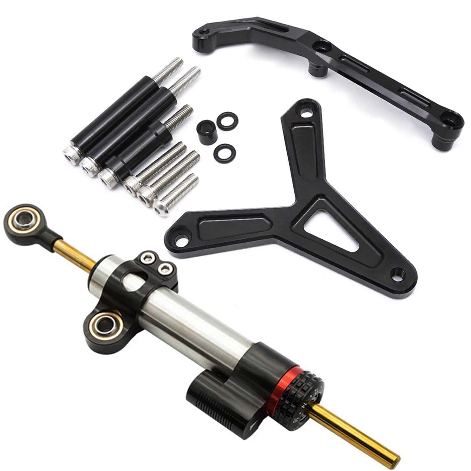 Dämpfer Lenkungsstabilisator CNC Aluminium Carbon Motorrad Lenkung Dämpfer Stabilisator Halterung Montage Unterstützung Kit Für FJ-09 Für MT-09 Tracer 2021-2023 Lenkungsdämpfer Motorräder Assy(Type-E) von ATGQBCF