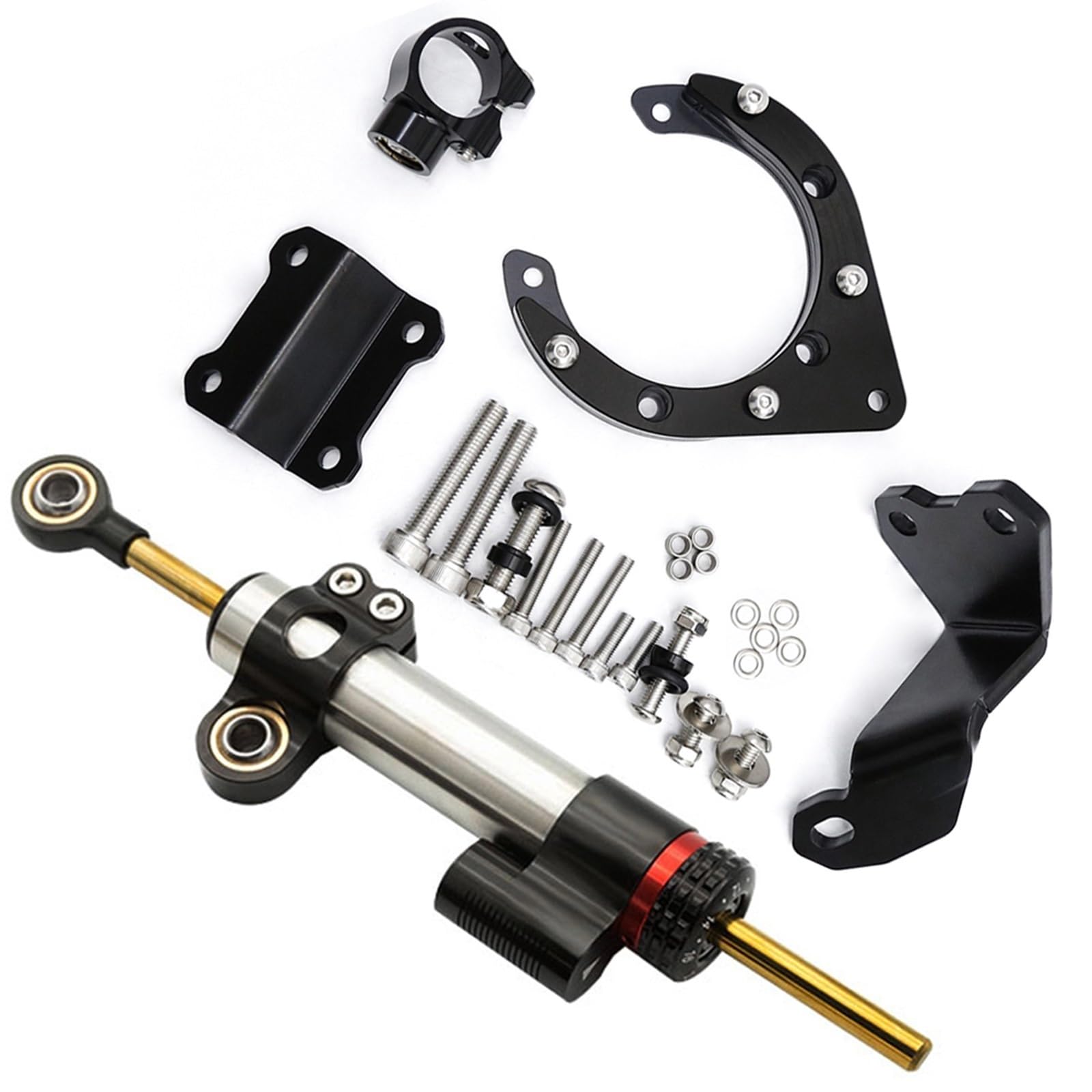 Dämpfer Lenkungsstabilisator CNC Aluminium Carbon Motorrad Lenkung Dämpfer Stabilisator Halterung Montage Unterstützung Kit Halter Für MT07 Für FZ07 2020-2023 Lenkungsdämpfer Motorräder Assy(Type-B) von ATGQBCF