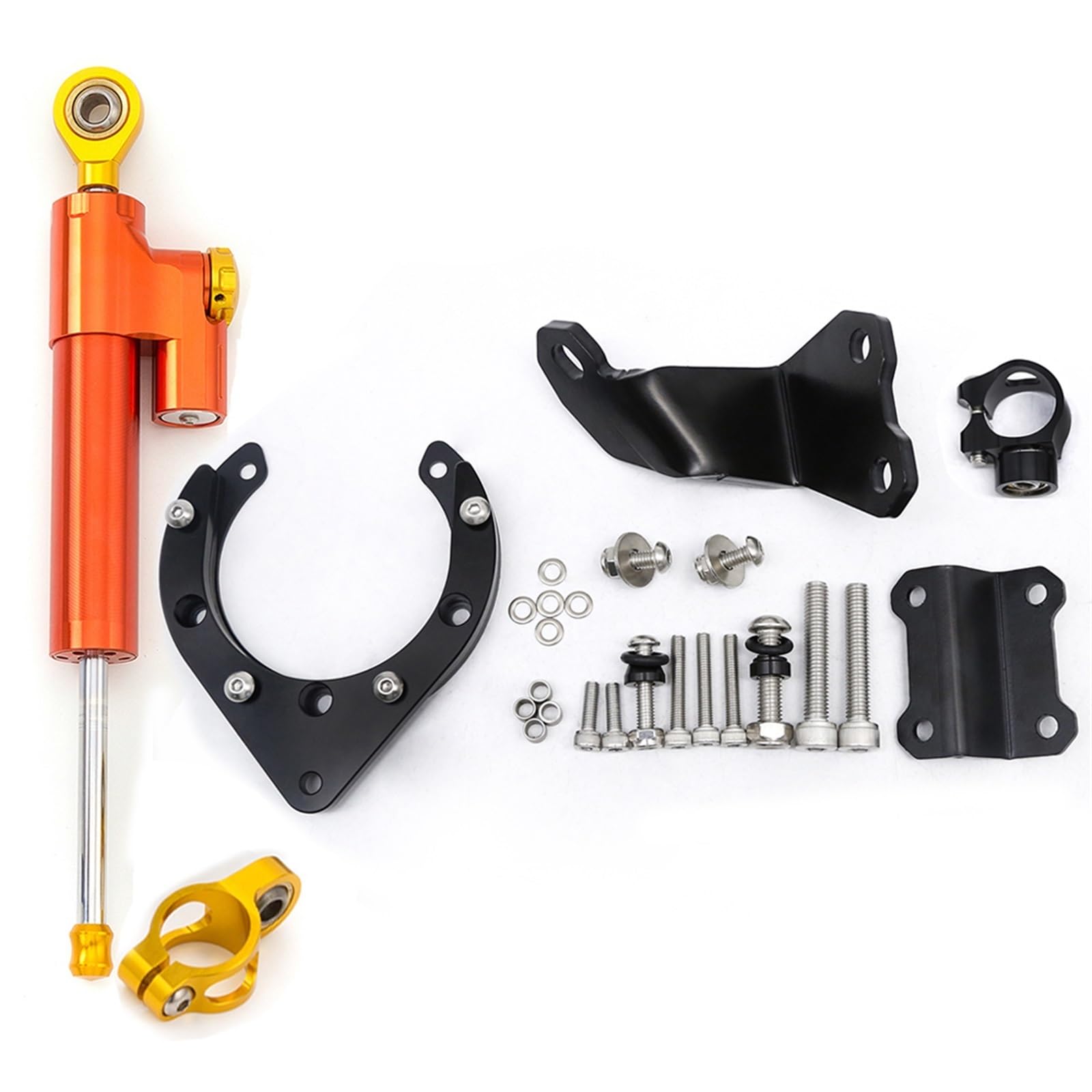 Dämpfer Lenkungsstabilisator CNC Aluminium Carbon Motorrad Lenkung Dämpfer Stabilisator Halterung Montage Unterstützung Kit Halter Für MT07 Für FZ07 2020-2023 Lenkungsdämpfer Motorräder Assy(Type-H) von ATGQBCF