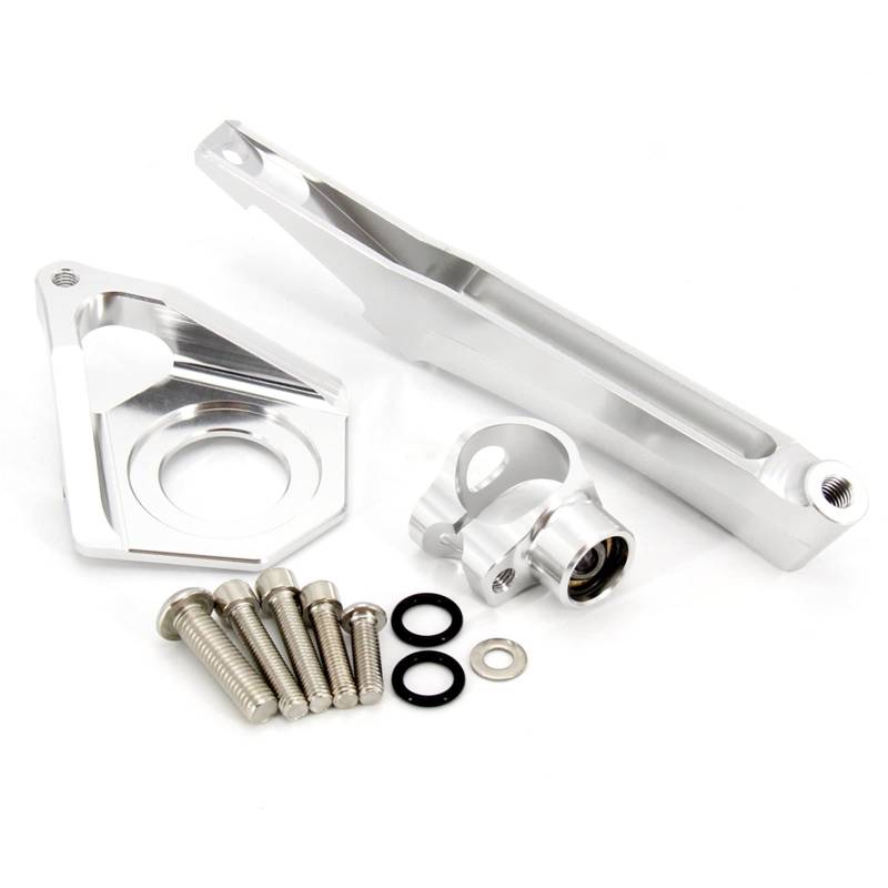 Dämpfer Lenkungsstabilisator CNC Aluminium Einstellbare Motorräder Lenkung Stabilisieren Für YZF R6 YZF600 2003-2005 Dämpfer Halterung Mount Kit Lenkungsdämpfer Motorräder Assy(Silver Bracket) von ATGQBCF