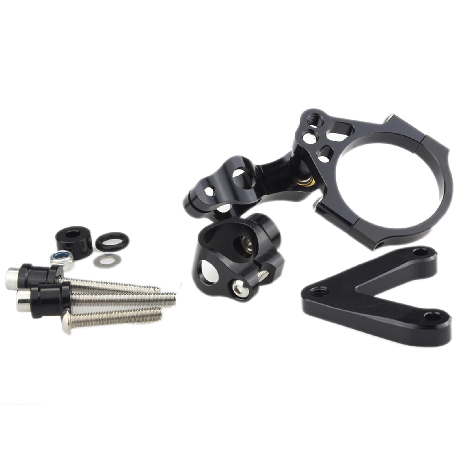 Dämpfer Lenkungsstabilisator CNC Aluminium Motorrad Lenkungsdämpfer Stabilisator Halterung Montage Unterstützung Kit Halter Für Ducati 848 2008-2010 2009 Lenkungsdämpfer Motorräder Assy(Black) von ATGQBCF