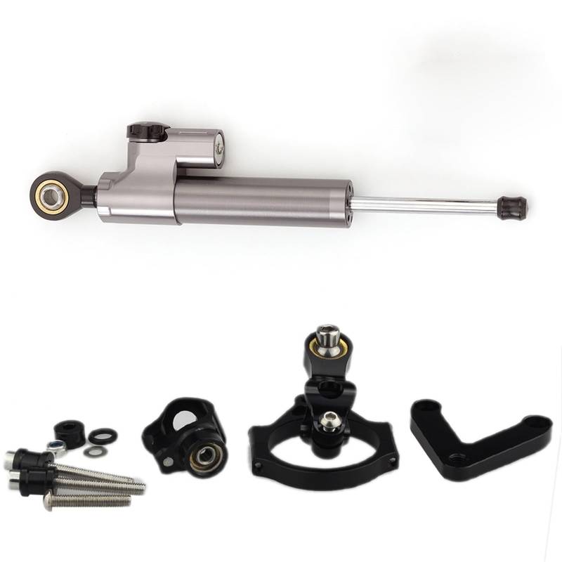 Dämpfer Lenkungsstabilisator CNC Aluminium Motorrad Stabilisator Dämpfer Lenkung Halterung Halter Unterstützung Kit Motorrad Schwarz Für Ducati 848 2008-2010 Lenkungsdämpfer Motorräder Assy(Gray) von ATGQBCF