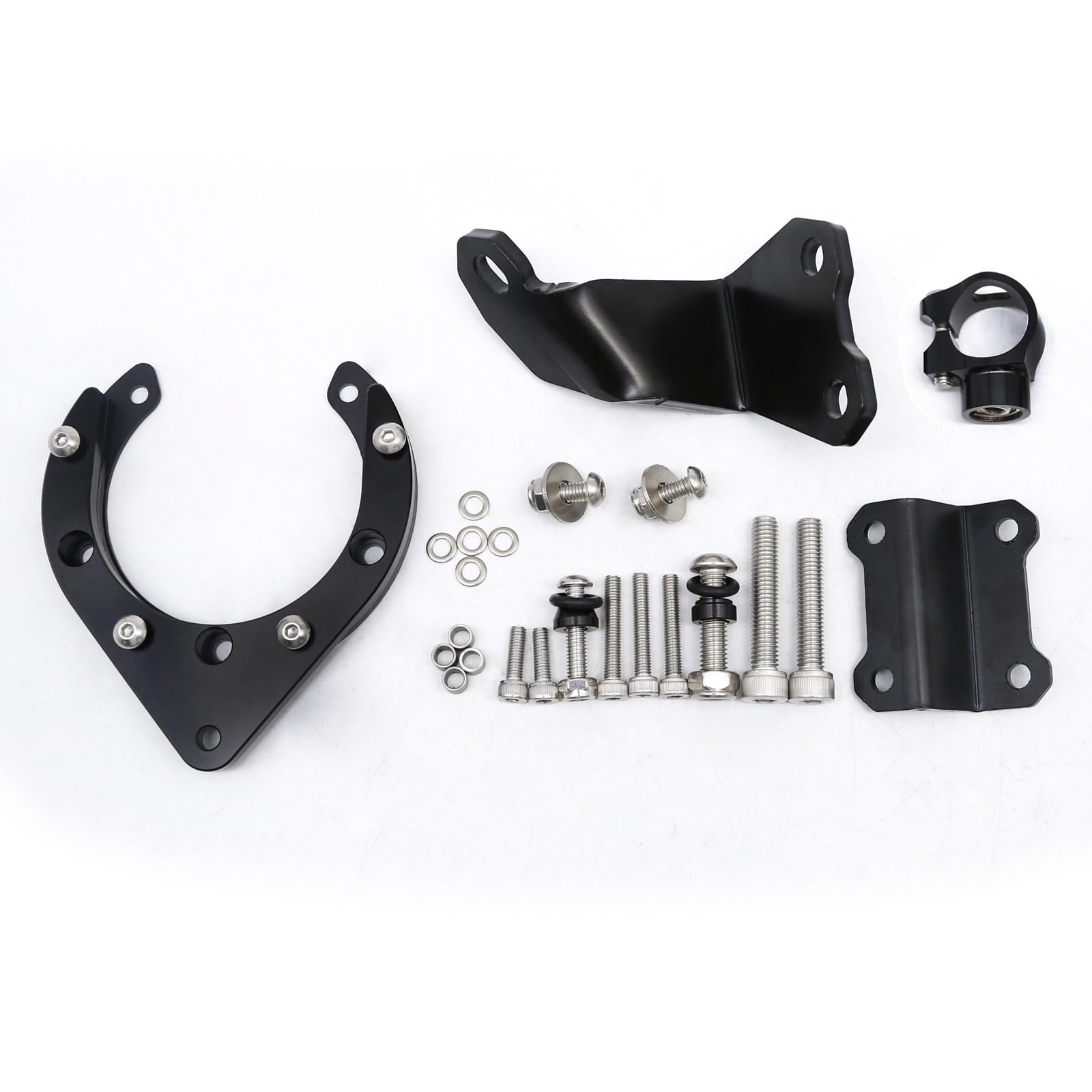 Dämpfer Lenkungsstabilisator CNC Faser Carbon Lenkungsdämpfer Halterung Montage Unterstützung Kit Zubehör FÜR MT-07 Für MT07 Für FZ07 2020-2023 Lenkungsdämpfer Motorräder Assy(Black Bracket) von ATGQBCF