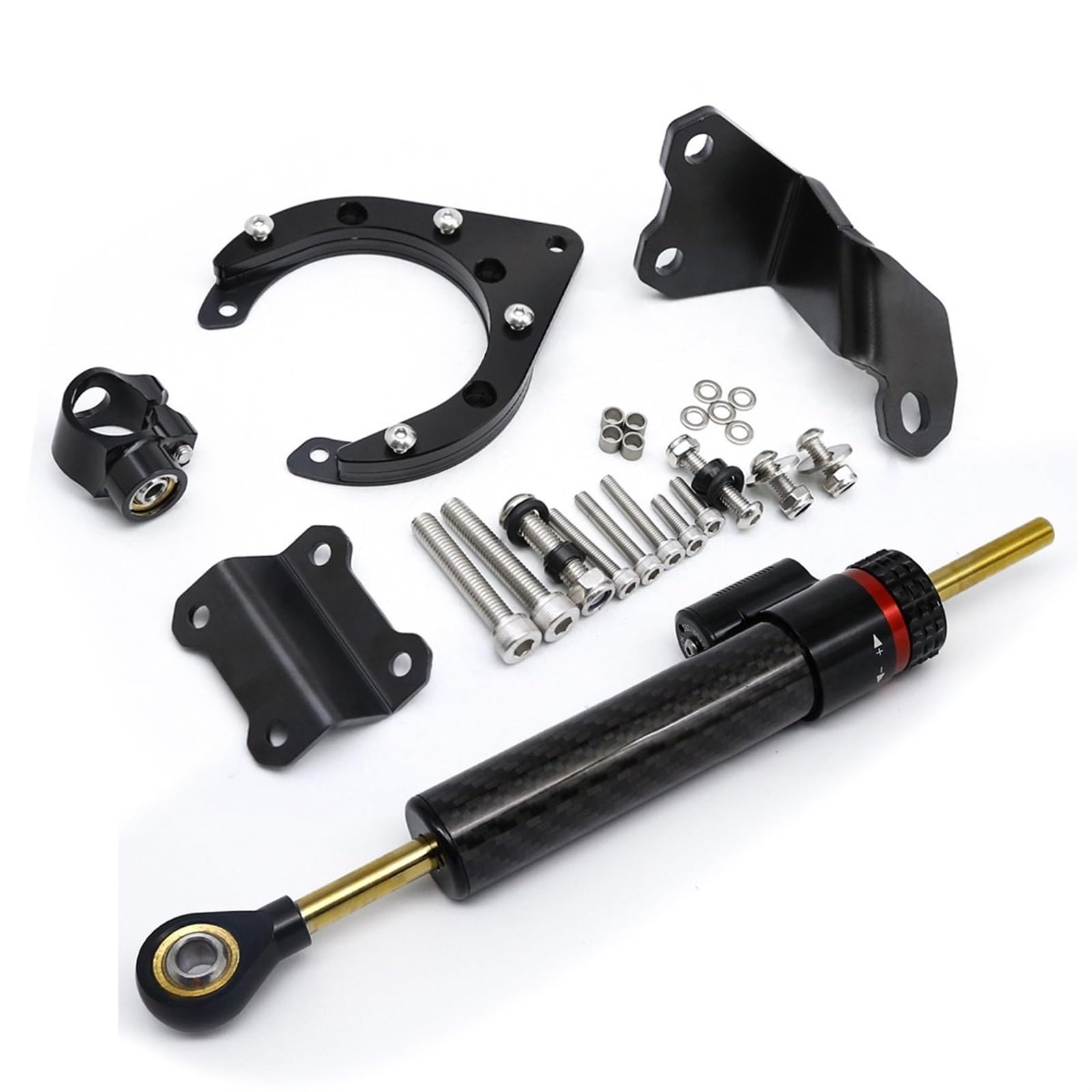 Dämpfer Lenkungsstabilisator CNC Faser Carbon Lenkungsdämpfer Halterung Montage Unterstützung Kit Zubehör FÜR MT-07 Für MT07 Für FZ07 2020-2023 Lenkungsdämpfer Motorräder Assy(Damper n Bracket A) von ATGQBCF