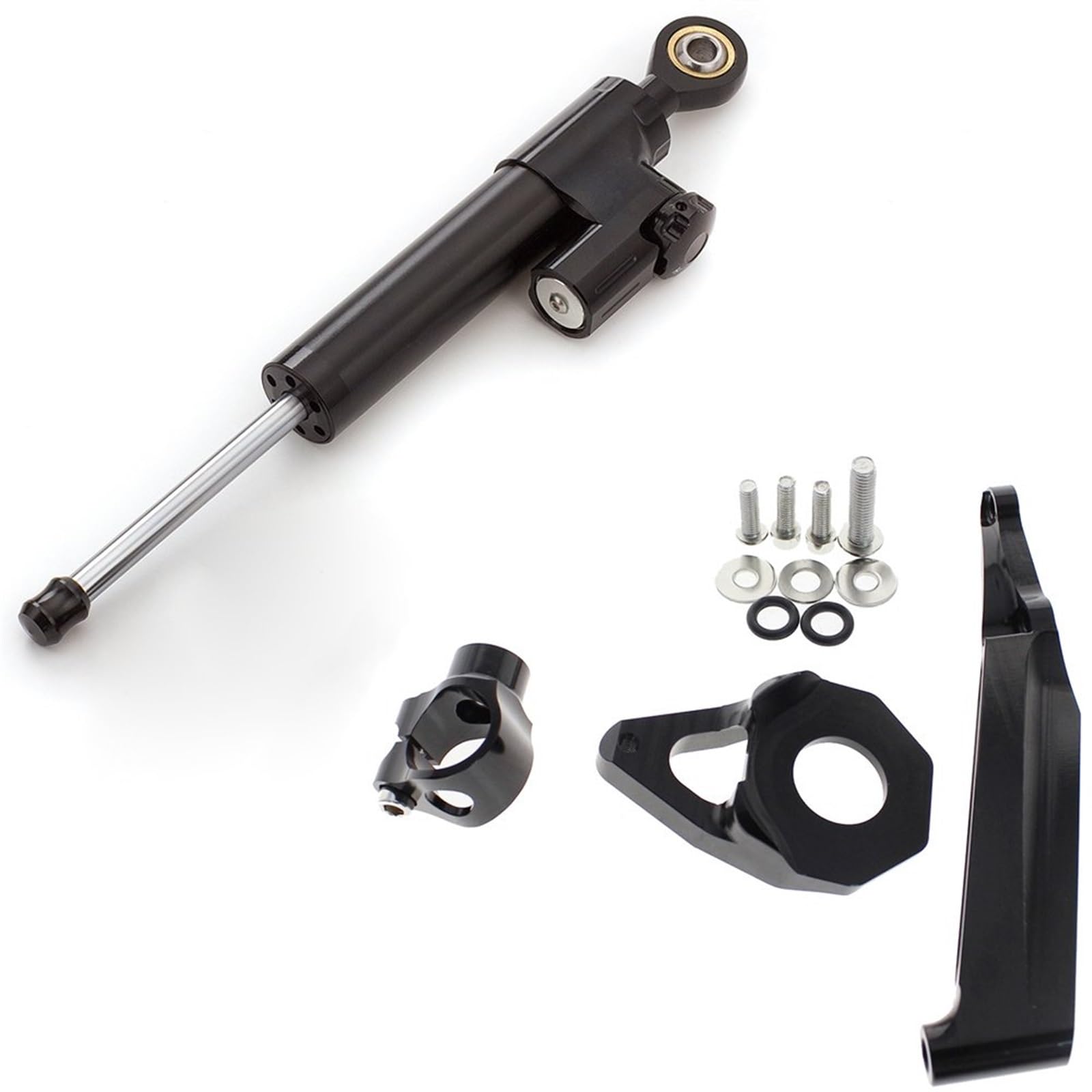 Dämpfer Lenkungsstabilisator CNC Motorrad Stabilisator Dämpfer Lenkung Montage Halterung Halter Unterstützung Kit Set Für CBR600RR 2005-2006 Lenkungsdämpfer Motorräder Assy(Black) von ATGQBCF