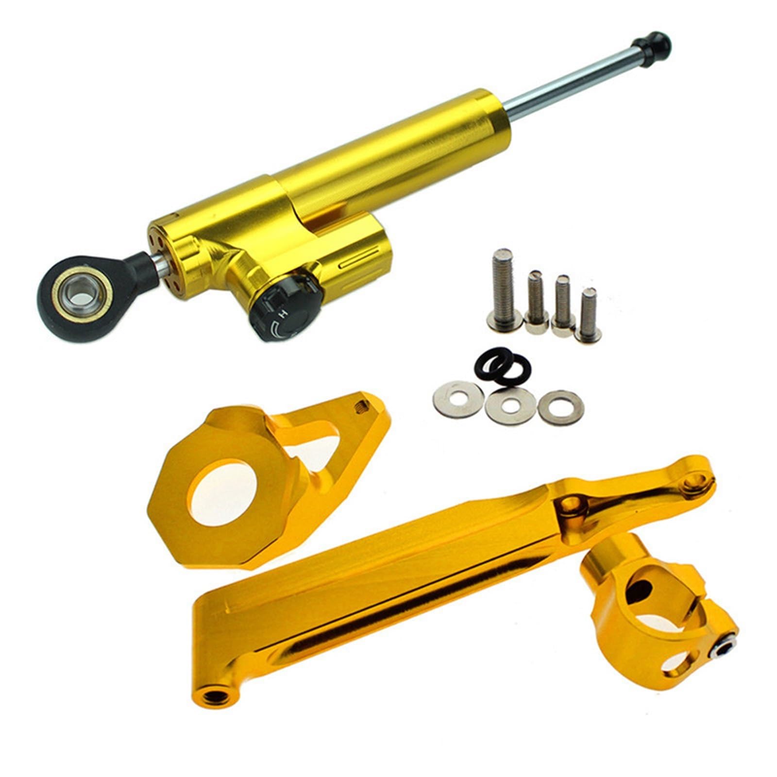 Dämpfer Lenkungsstabilisator CNC Motorrad Stabilisator Dämpfer Lenkung Montage Halterung Halter Unterstützung Kit Set Für CBR600RR 2005-2006 Lenkungsdämpfer Motorräder Assy(Gold) von ATGQBCF