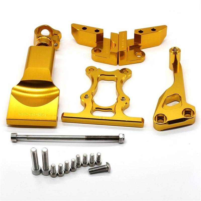 Dämpfer Lenkungsstabilisator CNC Motorräder Lenkung Stabilisieren Dämpfer Halterung Montage Unterstützung Halter Kit Set Für MT07 FZ07 2014-2017 2018 2019 Lenkungsdämpfer Motorräder Assy(Gold) von ATGQBCF