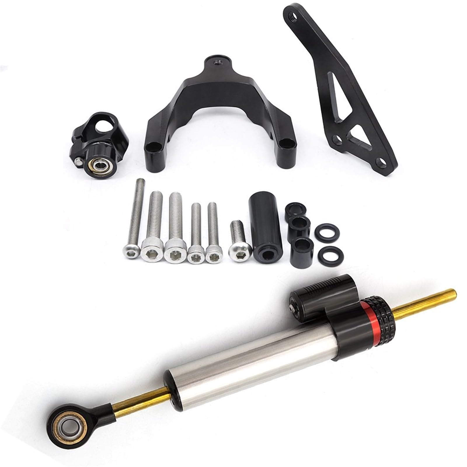 Dämpfer Lenkungsstabilisator Carbon CNC Aluminium Motorrad Lenkungsdämpfer Für Suzuki Für GSR600 2006-2010 Stabilisator Halterung Montage Unterstützung Kit Halter Lenkungsdämpfer Motorräder Assy(Type- von ATGQBCF