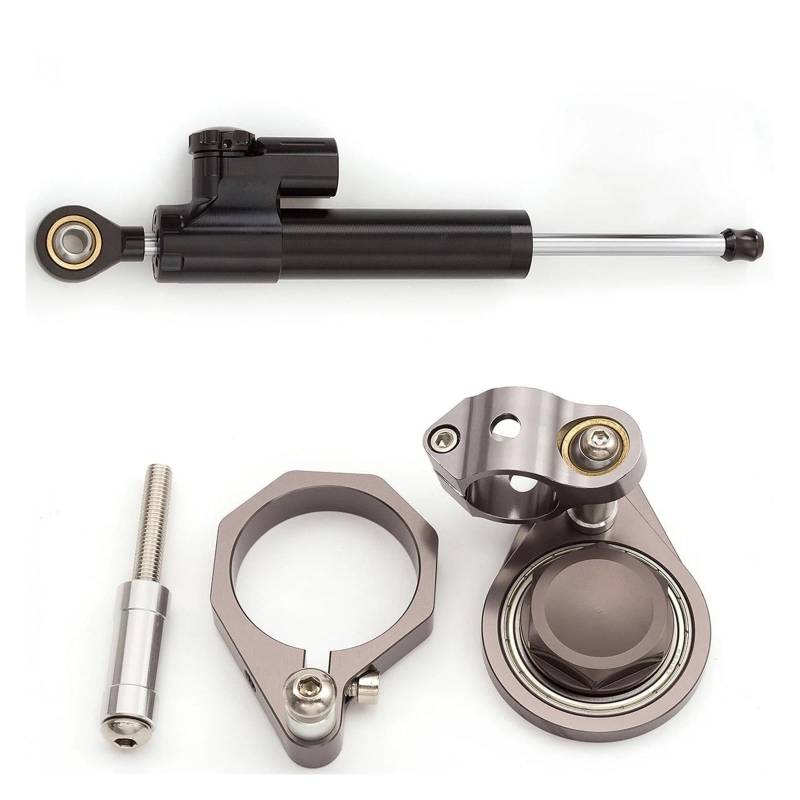 Dämpfer Lenkungsstabilisator Dämpfer Halterung Mount Kit Einstellbare Motorrad Lenkung Stabilisator Für Suzuki Für GSXR600 2006 Lenkungsdämpfer Motorräder Assy(Dark Grey) von ATGQBCF