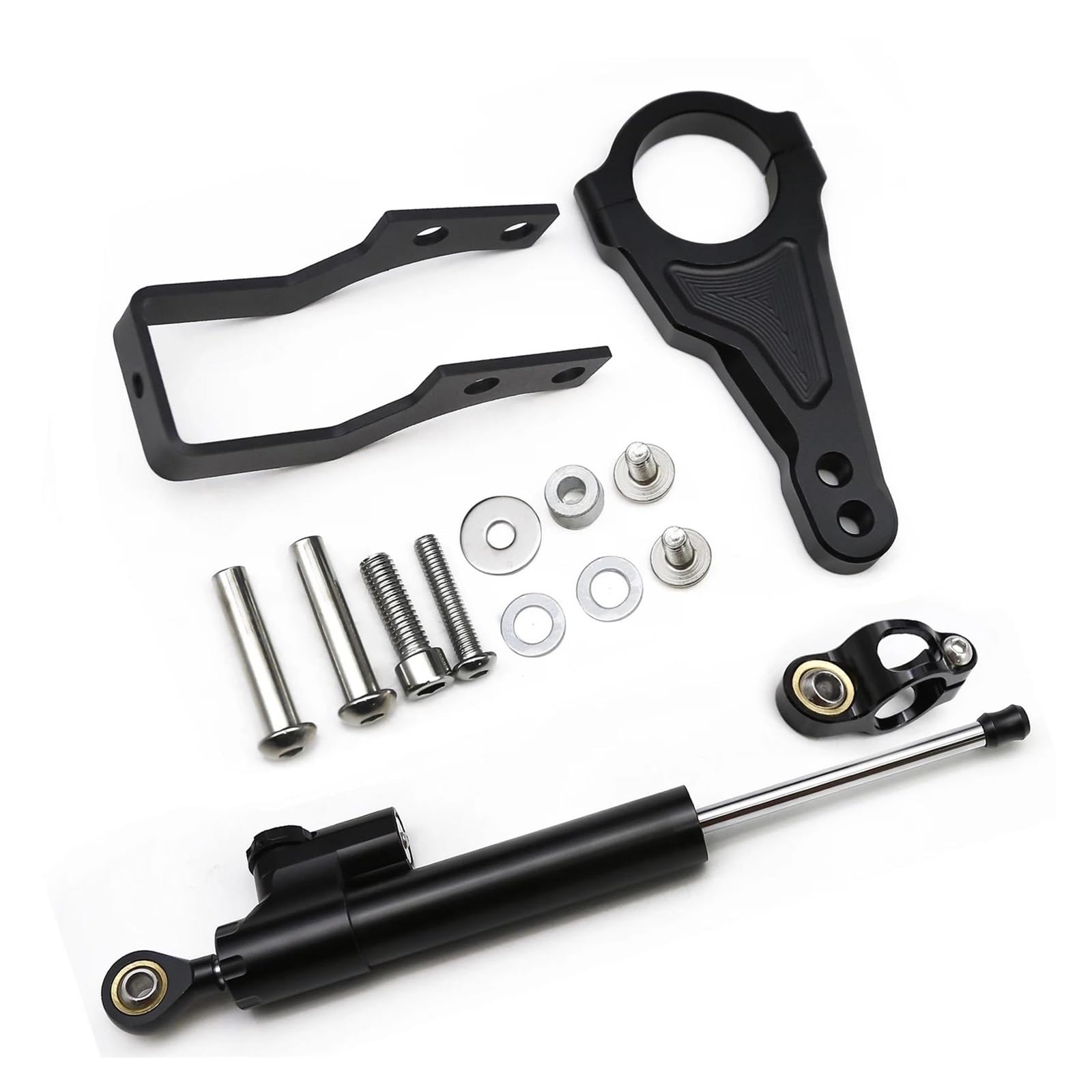 Dämpfer Lenkungsstabilisator Dämpfer Lenkung Mount Montage Halterung Halter Unterstützung Kit Set Elektrische Roller Stabilisator Lenkungsdämpfer Motorräder Assy(Black Set) von ATGQBCF