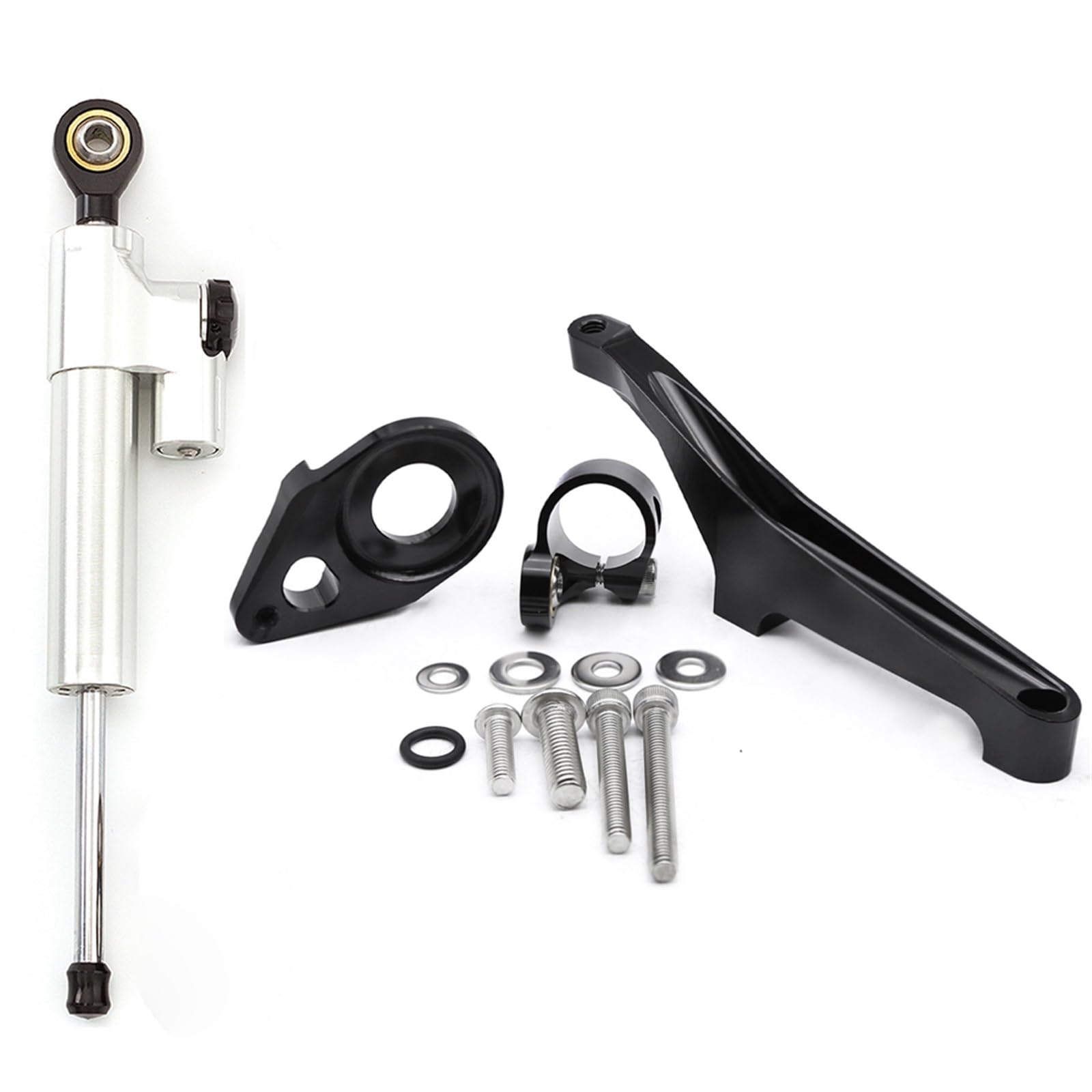 Dämpfer Lenkungsstabilisator FÜR Suzuki Für SV650 Für SV 650 2019 2020 2021 2022 Motorräder Stabilisator Lenkung Dämpfer Stoßdämpfer Halterung Montage Kit Lenkungsdämpfer Motorräder Assy(Silver) von ATGQBCF