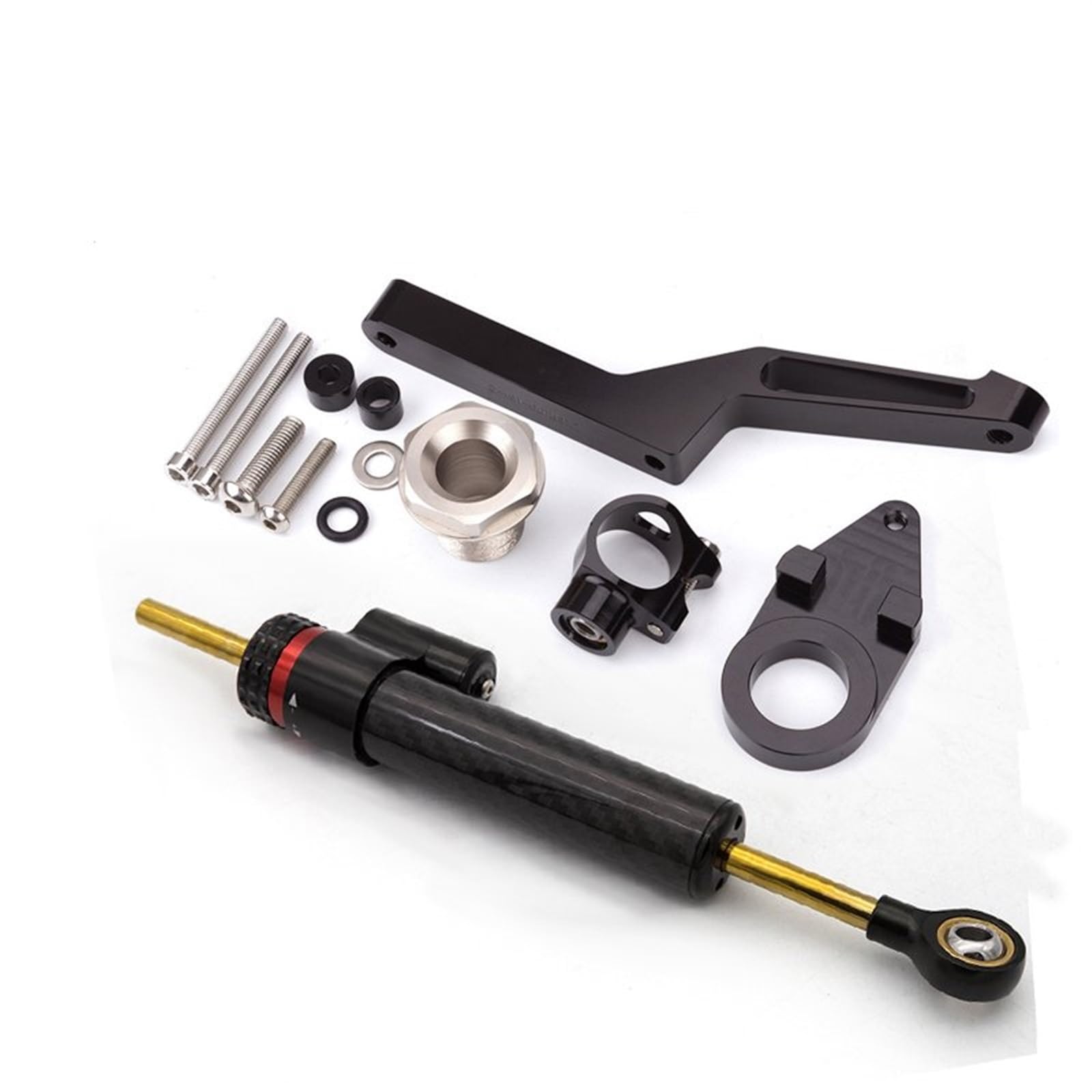 Dämpfer Lenkungsstabilisator Faser Carbon Lenkungsdämpfer Stabilisator Halterung Kit Motorrad Zubehör Für Kawasaki Für ZX6R ZX-6R Für Ninja 600 Für ZX636 2009-2021 Lenkungsdämpfer Motorräder Assy(Kit von ATGQBCF