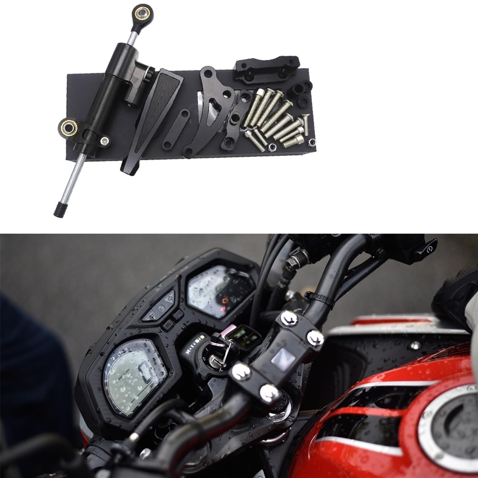 Dämpfer Lenkungsstabilisator Für CB650F 2014-2019 Motorrad Griff Richtungsdämpfer CNC Lenkungsstabilisator Dämpfer Montagehalterung Kit Lenkungsdämpfer Motorräder Assy(Ivory Champagne) von ATGQBCF