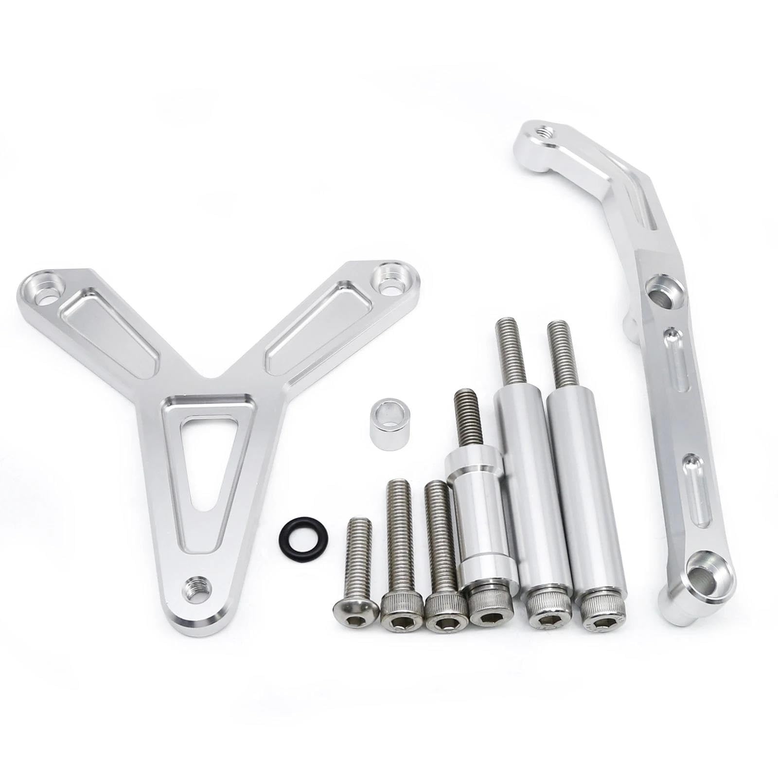 Dämpfer Lenkungsstabilisator Für FJ-09 /MT-09 Tracer 2021-2023 900 GT 202 CNC Motorrad Lenkung Dämpfer Stabilisator Sicherheit Montage Kit Halterung Lenkungsdämpfer Motorräder Assy(M032-silver) von ATGQBCF