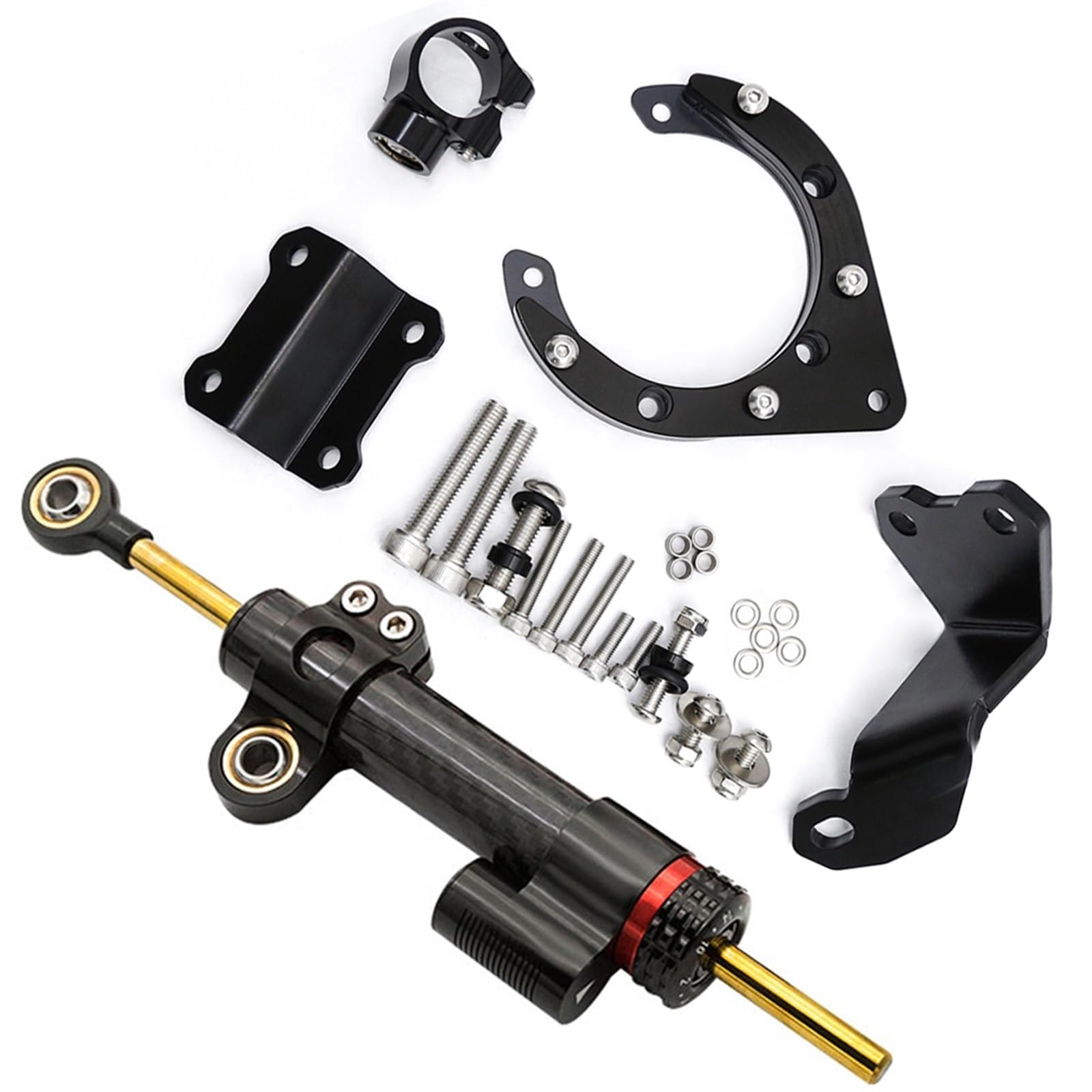 Dämpfer Lenkungsstabilisator Für MT07 FZ07 2020 2021 2022 2023 CNC Aluminium Lenkungsdämpfer Motorrad Stabilisieren Dämpfer Halterung Montage Kit Lenkungsdämpfer Motorräder Assy(A) von ATGQBCF