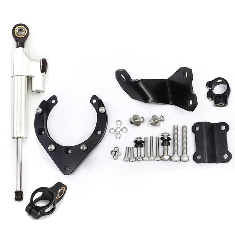 Dämpfer Lenkungsstabilisator Für MT07 FZ07 2020 2021 2022 2023 CNC Aluminium Lenkungsdämpfer Motorrad Stabilisieren Dämpfer Halterung Montage Kit Lenkungsdämpfer Motorräder Assy(Q) von ATGQBCF