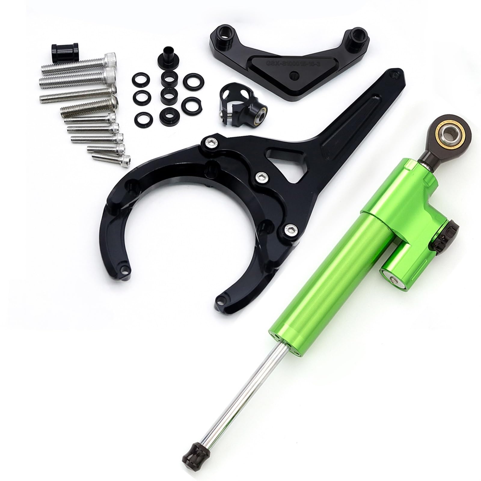 Dämpfer Lenkungsstabilisator Für Suzuki Für Gsxs1000/F 2016-2023 CNC Motorrad Stabilisator Lenkung Dämpfer Montage Halterung Unterstützung Kit Lenkungsdämpfer Motorräder Assy(Green Set) von ATGQBCF