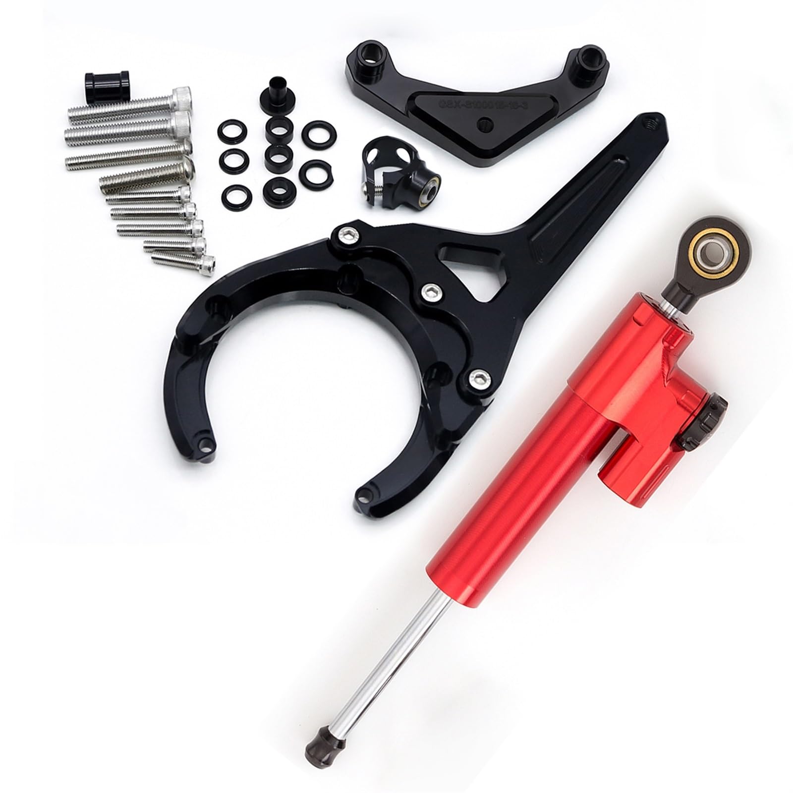 Dämpfer Lenkungsstabilisator Für Suzuki Für Gsxs1000/F 2016-2023 CNC Motorrad Stabilisator Lenkung Dämpfer Montage Halterung Unterstützung Kit Lenkungsdämpfer Motorräder Assy(Red Set) von ATGQBCF