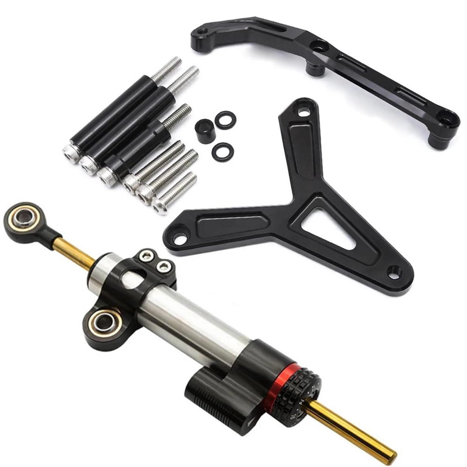 Dämpfer Lenkungsstabilisator Für Tracer 900 GT 2021-2023 Stabilisator Halterung Montage Unterstützung Kit CNC Aluminium Carbon Motorrad Lenkung Dämpfer Lenkungsdämpfer Motorräder Assy(B Silver Set) von ATGQBCF