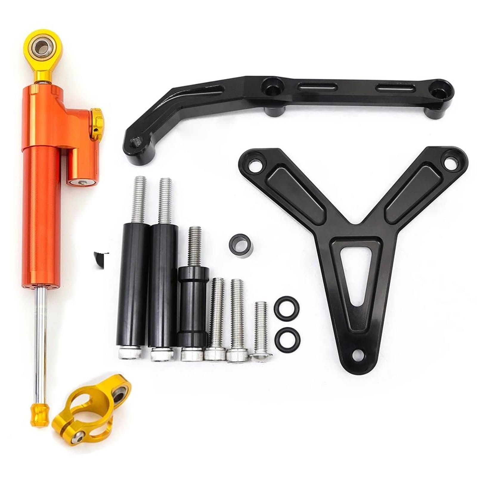 Dämpfer Lenkungsstabilisator Für Tracer 900 GT 2021-2023 Stabilisator Halterung Montage Unterstützung Kit CNC Aluminium Carbon Motorrad Lenkung Dämpfer Lenkungsdämpfer Motorräder Assy(Orange Set) von ATGQBCF