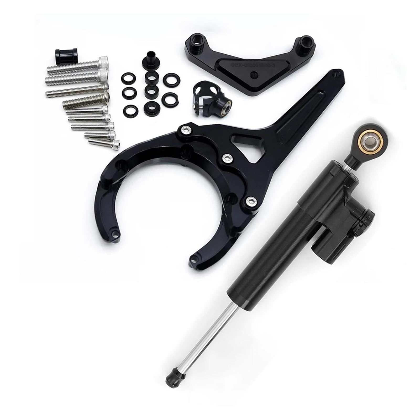 Dämpfer Lenkungsstabilisator Lenkungsdämpfer Motorrad Stabilisieren Dämpfer Halterung Montage Kit Für Suzuki Für GSXS1000/F 2016-2023 CNC Lenkungsdämpfer Motorräder Assy(Black Set) von ATGQBCF