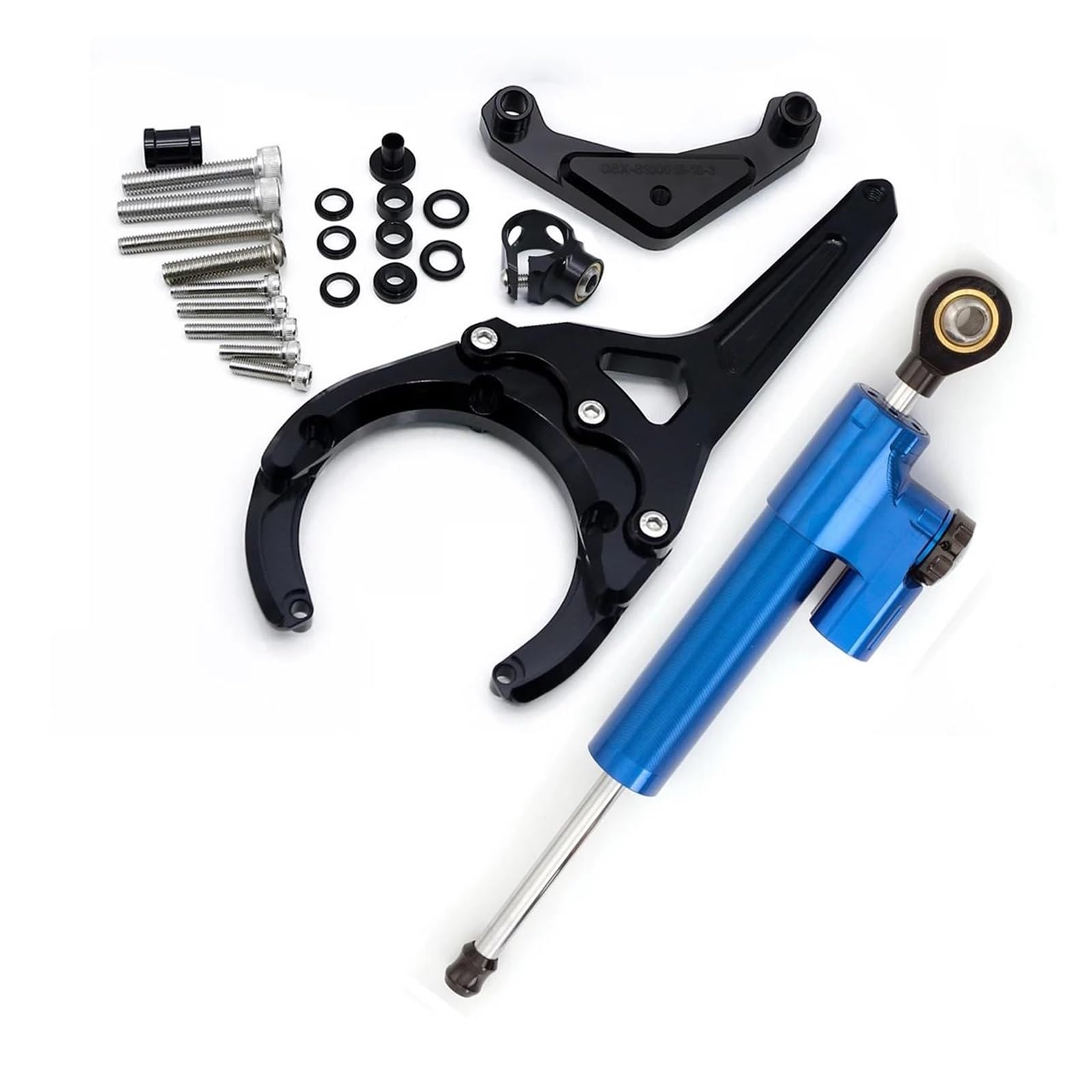 Dämpfer Lenkungsstabilisator Lenkungsdämpfer Motorrad Stabilisieren Dämpfer Halterung Montage Kit Für Suzuki Für GSXS1000/F 2016-2023 CNC Lenkungsdämpfer Motorräder Assy(Blue Set) von ATGQBCF