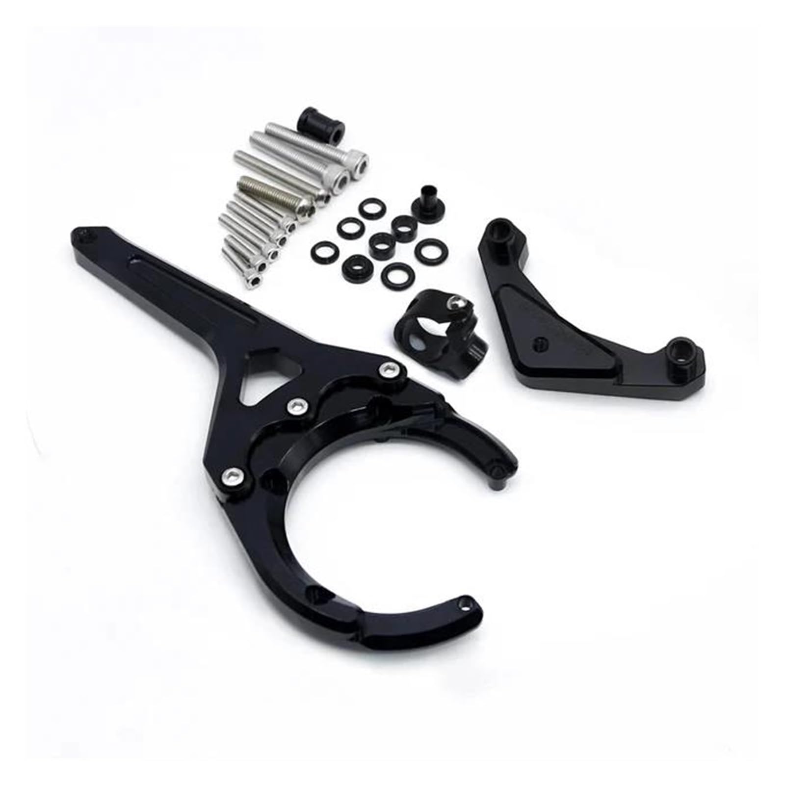 Dämpfer Lenkungsstabilisator Lenkungsdämpfer Motorrad Stabilisieren Dämpfer Halterung Montage Kit Für Suzuki Für GSXS1000/F 2016-2023 CNC Lenkungsdämpfer Motorräder Assy(Only Black Bracket) von ATGQBCF