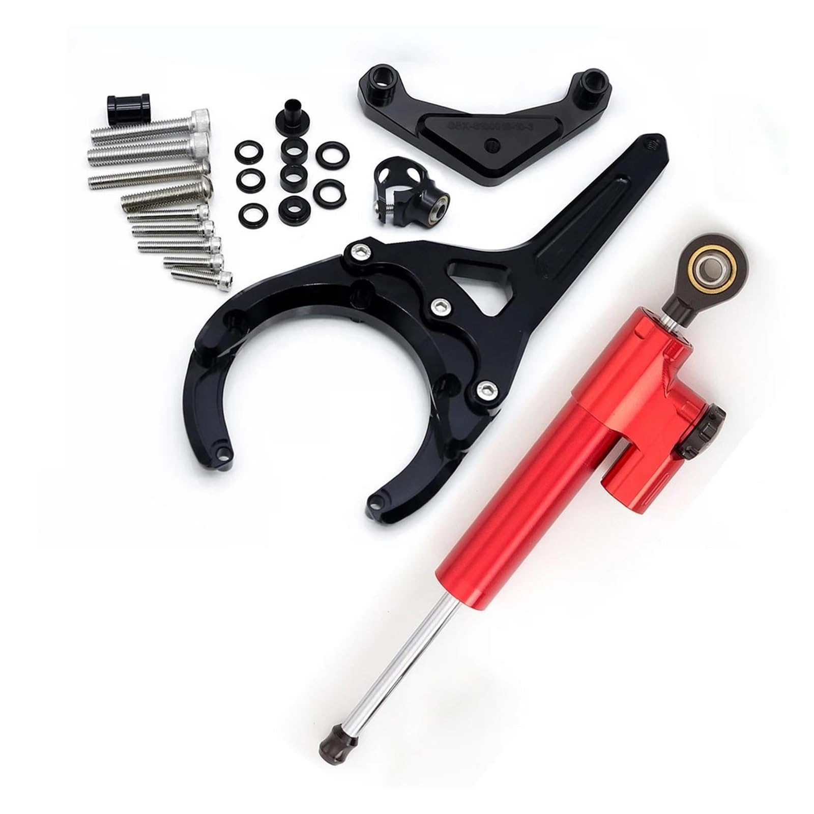 Dämpfer Lenkungsstabilisator Lenkungsdämpfer Motorrad Stabilisieren Dämpfer Halterung Montage Kit Für Suzuki Für GSXS1000/F 2016-2023 CNC Lenkungsdämpfer Motorräder Assy(Red Set) von ATGQBCF