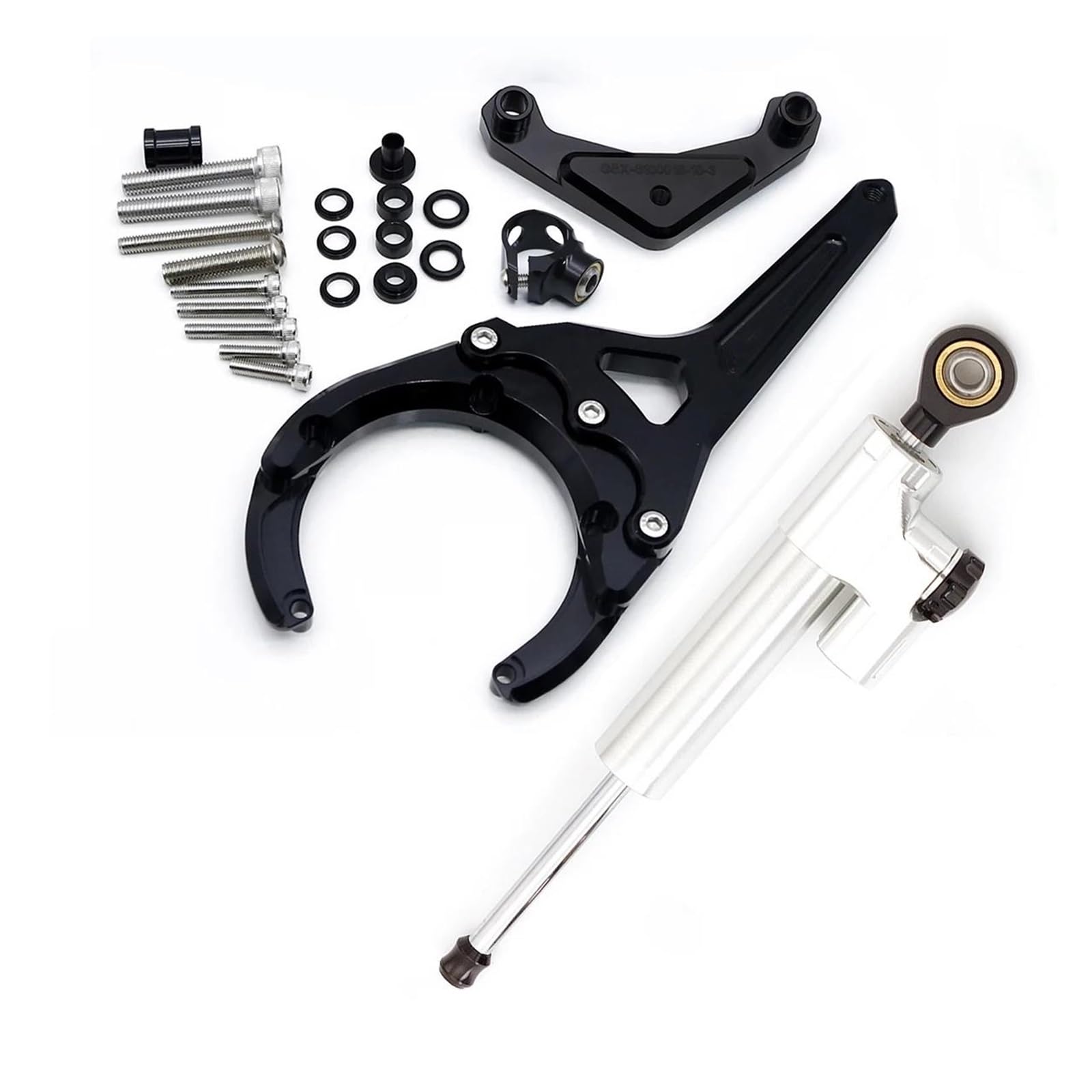 Dämpfer Lenkungsstabilisator Lenkungsdämpfer Motorrad Stabilisieren Dämpfer Halterung Montage Kit Für Suzuki Für GSXS1000/F 2016-2023 CNC Lenkungsdämpfer Motorräder Assy(Silver Set) von ATGQBCF