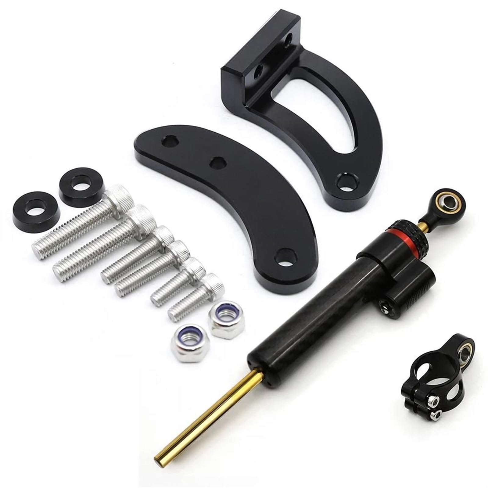 Dämpfer Lenkungsstabilisator Montage CNC-Stabilisator-Lenkungsdämpfer-Unterstützungskit Für Die Lenkungsdämpferhalterung des Dualtron Victor Thunder DT3 Lenkungsdämpfer Motorräder Assy(Black Set A) von ATGQBCF