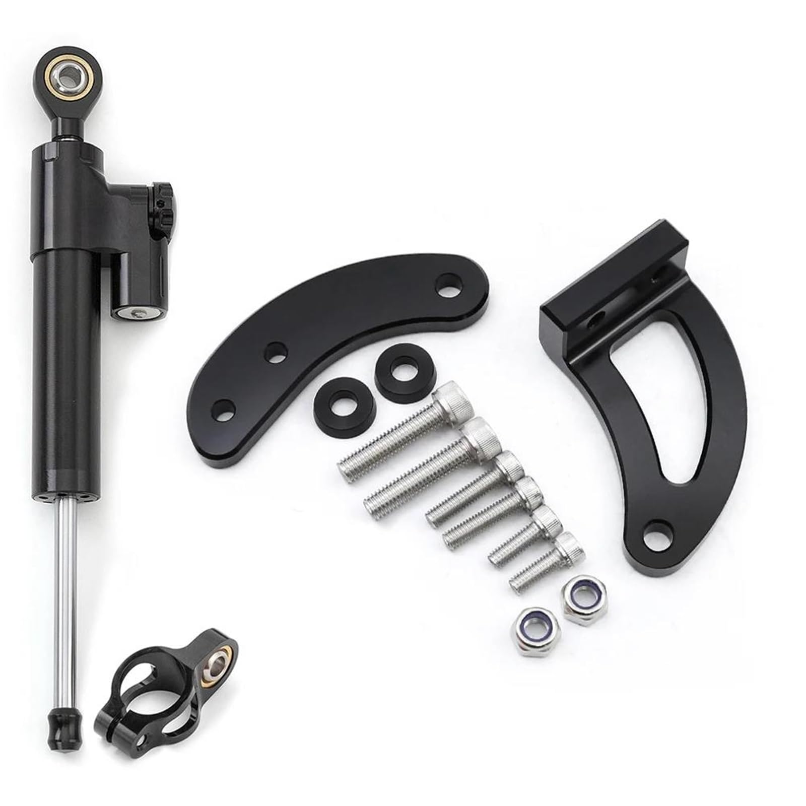 Dämpfer Lenkungsstabilisator Montage CNC-Stabilisator-Lenkungsdämpfer-Unterstützungskit Für Die Lenkungsdämpferhalterung des Dualtron Victor Thunder DT3 Lenkungsdämpfer Motorräder Assy(Black Set) von ATGQBCF