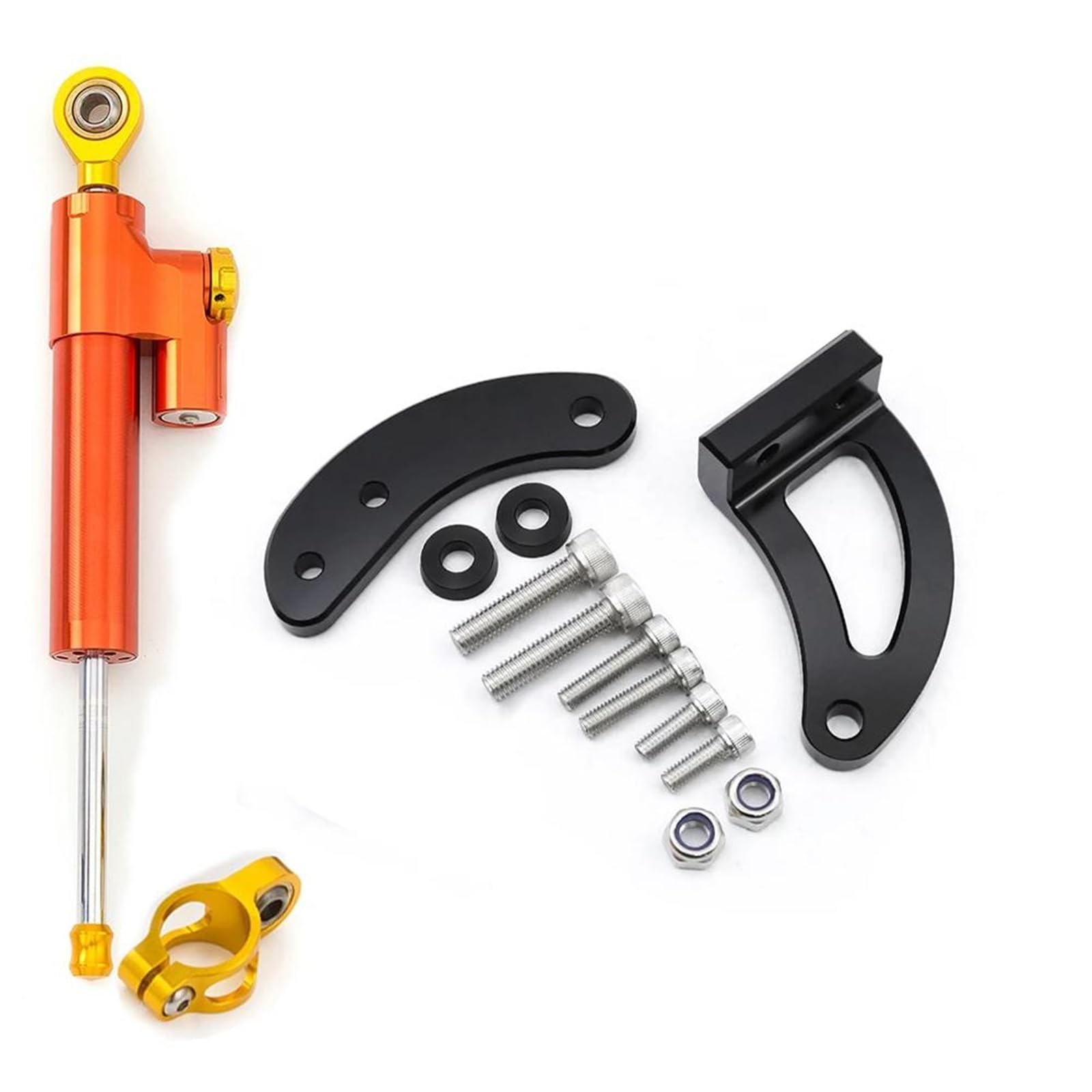 Dämpfer Lenkungsstabilisator Montage CNC-Stabilisator-Lenkungsdämpfer-Unterstützungskit Für Die Lenkungsdämpferhalterung des Dualtron Victor Thunder DT3 Lenkungsdämpfer Motorräder Assy(Orange Set) von ATGQBCF