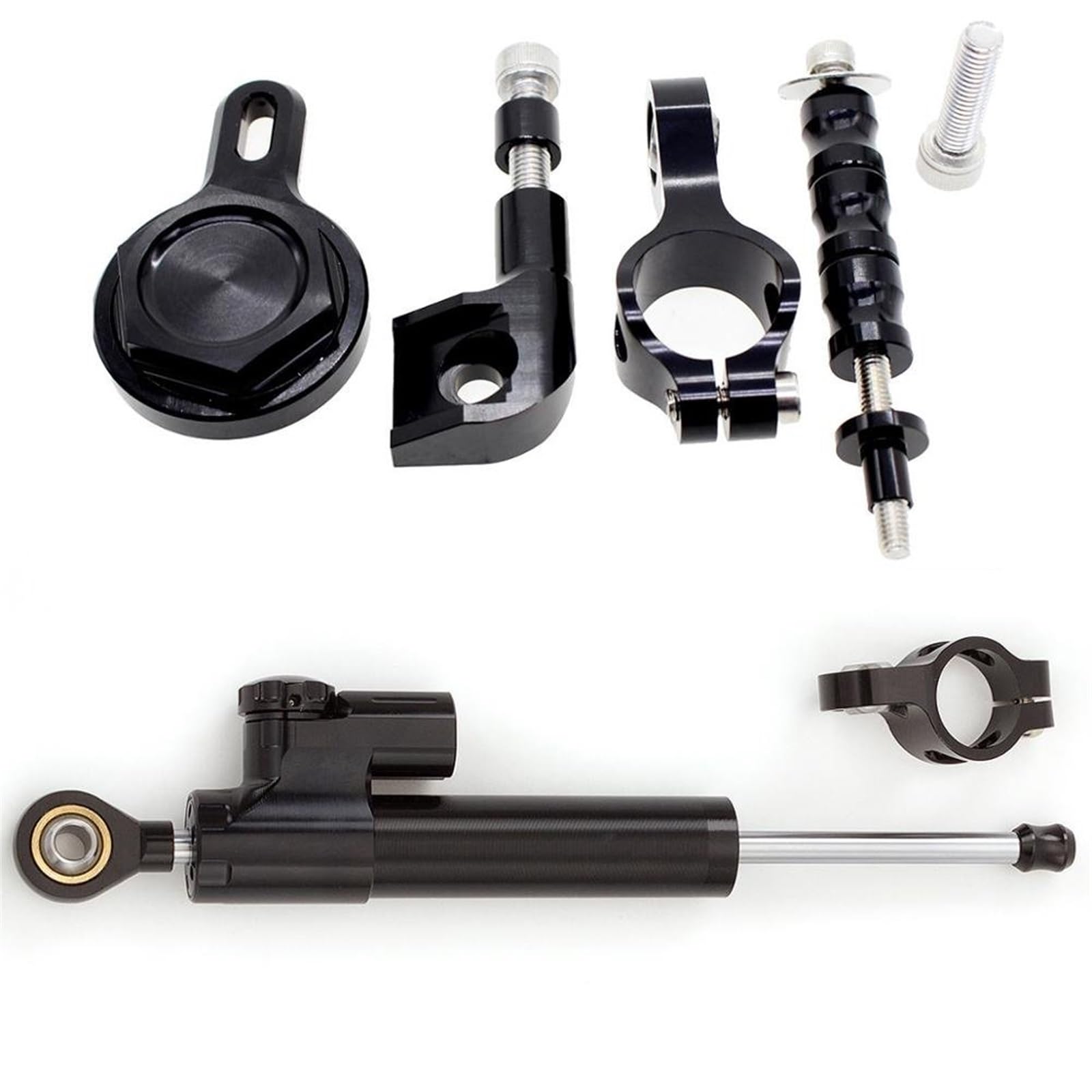 Dämpfer Lenkungsstabilisator Motorrad Aluminium Stabilisator Dämpfer Komplette Lenkung Montage Halterung Halter Set Motorrad Für YZF R1 1998-2001 Lenkungsdämpfer Motorräder Assy(Black) von ATGQBCF