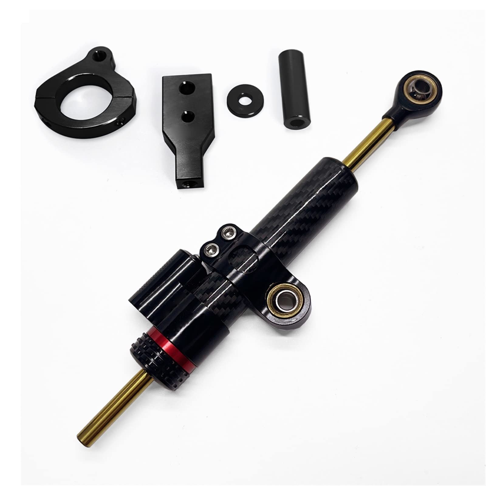 Dämpfer Lenkungsstabilisator Motorrad Einstellbarer Lenkungsdämpferstabilisator Komplette Lenkungsmontagehalterung Für Forza 350 Lenkungsdämpfer Motorräder Assy(Black Gold) von ATGQBCF