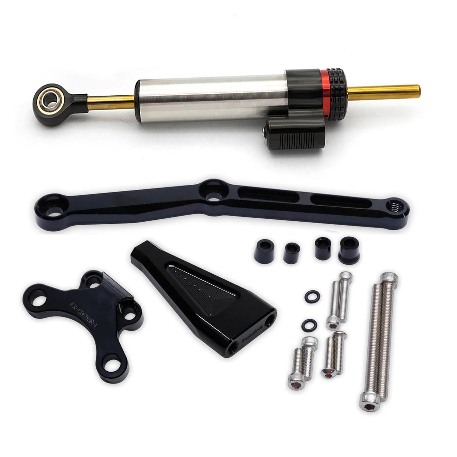 Dämpfer Lenkungsstabilisator Motorrad Fiber Carbon Lenkung Dämpfer Stabilisator Halterung Montage Kit Für CB650R Für CB 650R 2018-2023 Lenkungsdämpfer Motorräder Assy(Damper n Bracket C) von ATGQBCF