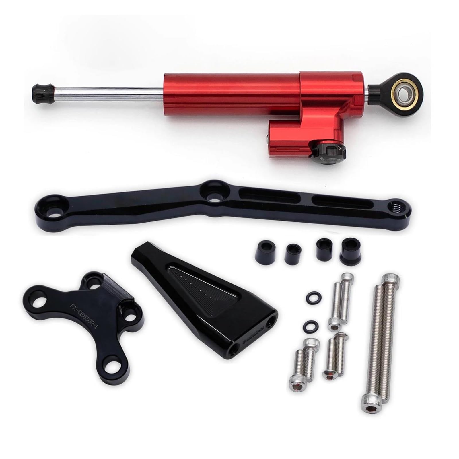 Dämpfer Lenkungsstabilisator Motorrad Fiber Carbon Lenkung Dämpfer Stabilisator Halterung Montage Kit Für CB650R Für CB 650R 2018-2023 Lenkungsdämpfer Motorräder Assy(Damper n Bracket E) von ATGQBCF