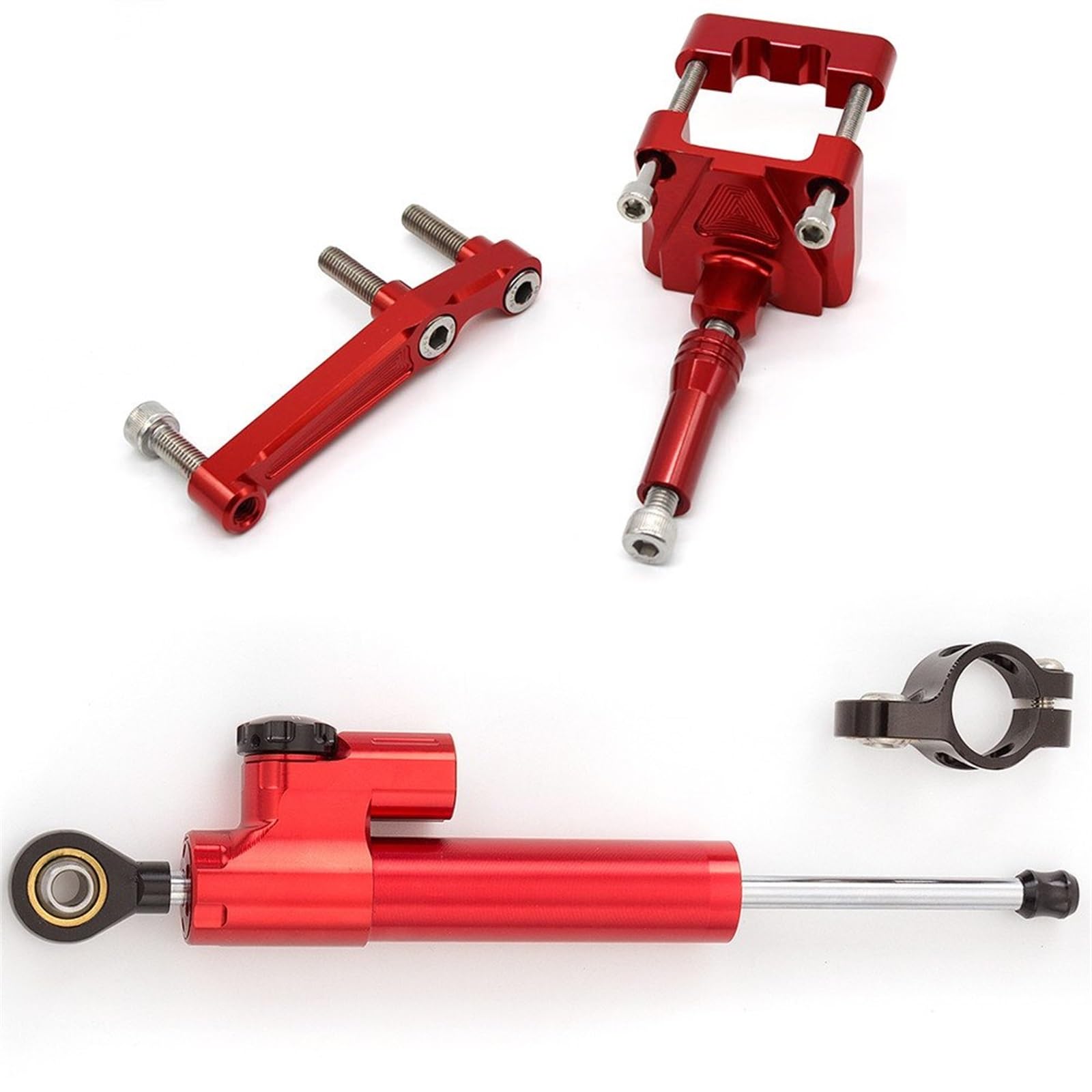 Dämpfer Lenkungsstabilisator Motorrad Stabilisator Dämpfer Lenkung Montage Halterung Halter Unterstützung Kit Set Für Kawasaki Für Ninja 250R Für EX250 2008-2012 Lenkungsdämpfer Motorräder Assy(Red) von ATGQBCF