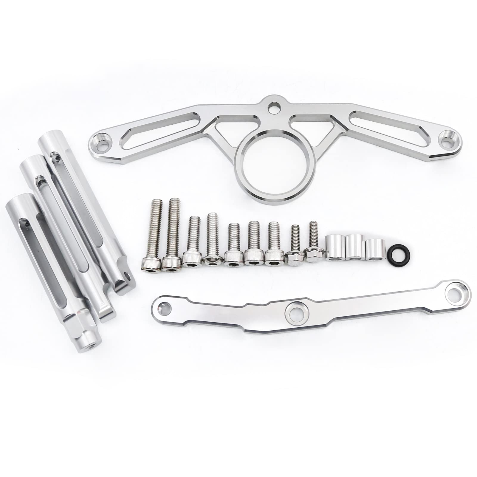 Dämpfer Lenkungsstabilisator Motorrad Stabilisator Lenkung Dämpfer FÜR MT09 Für MT-09 Für MT 09 2021 2022 2023 Halterung Montage Kit Zubehör Lenkungsdämpfer Motorräder Assy(Silver Bracket) von ATGQBCF